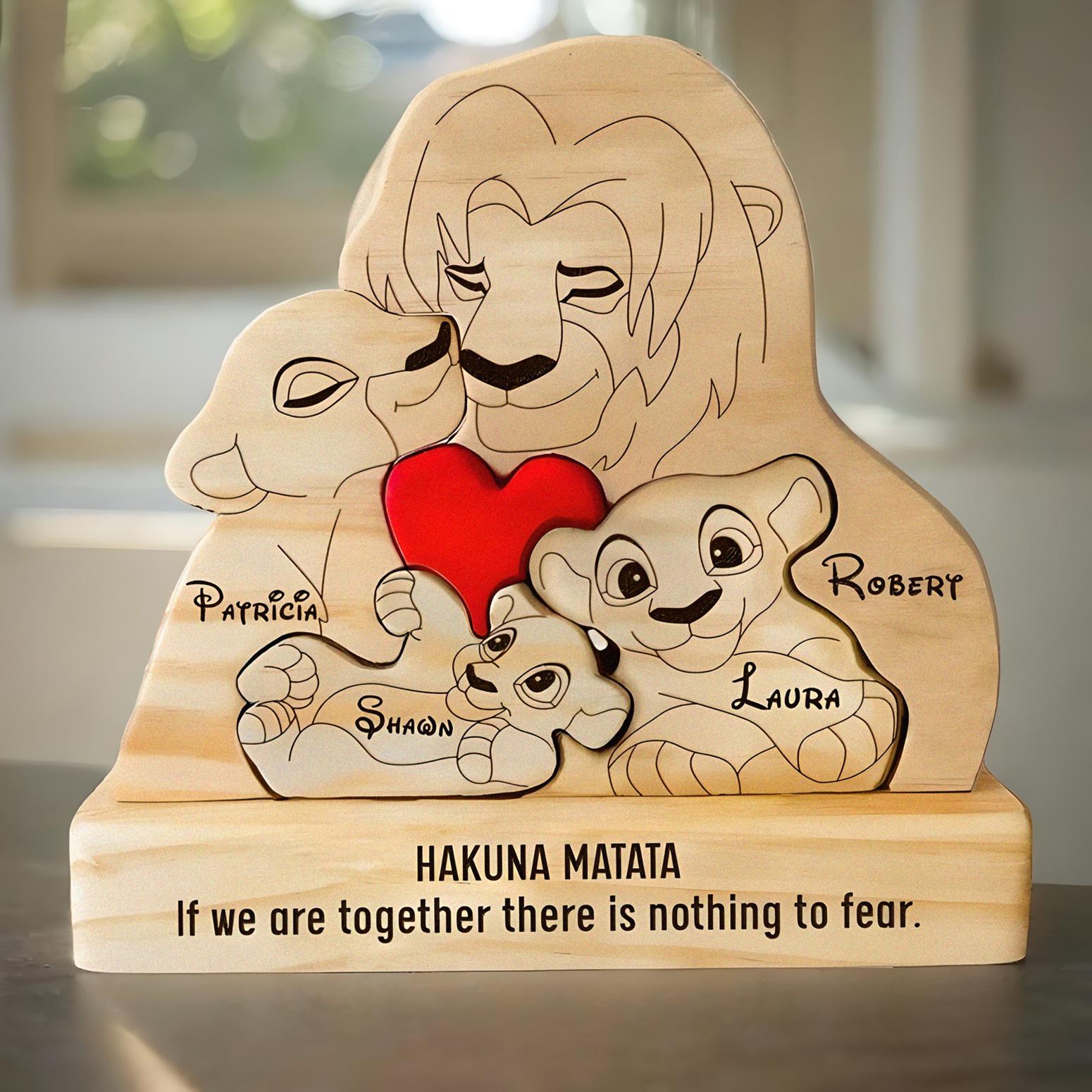 Personalized Wooden Lion Family Puzzle