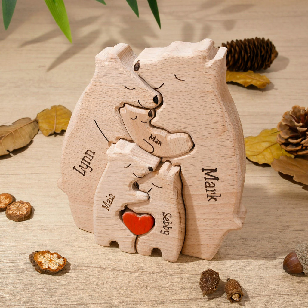 Wooden Bear Family Puzzle - Bear Family Decor