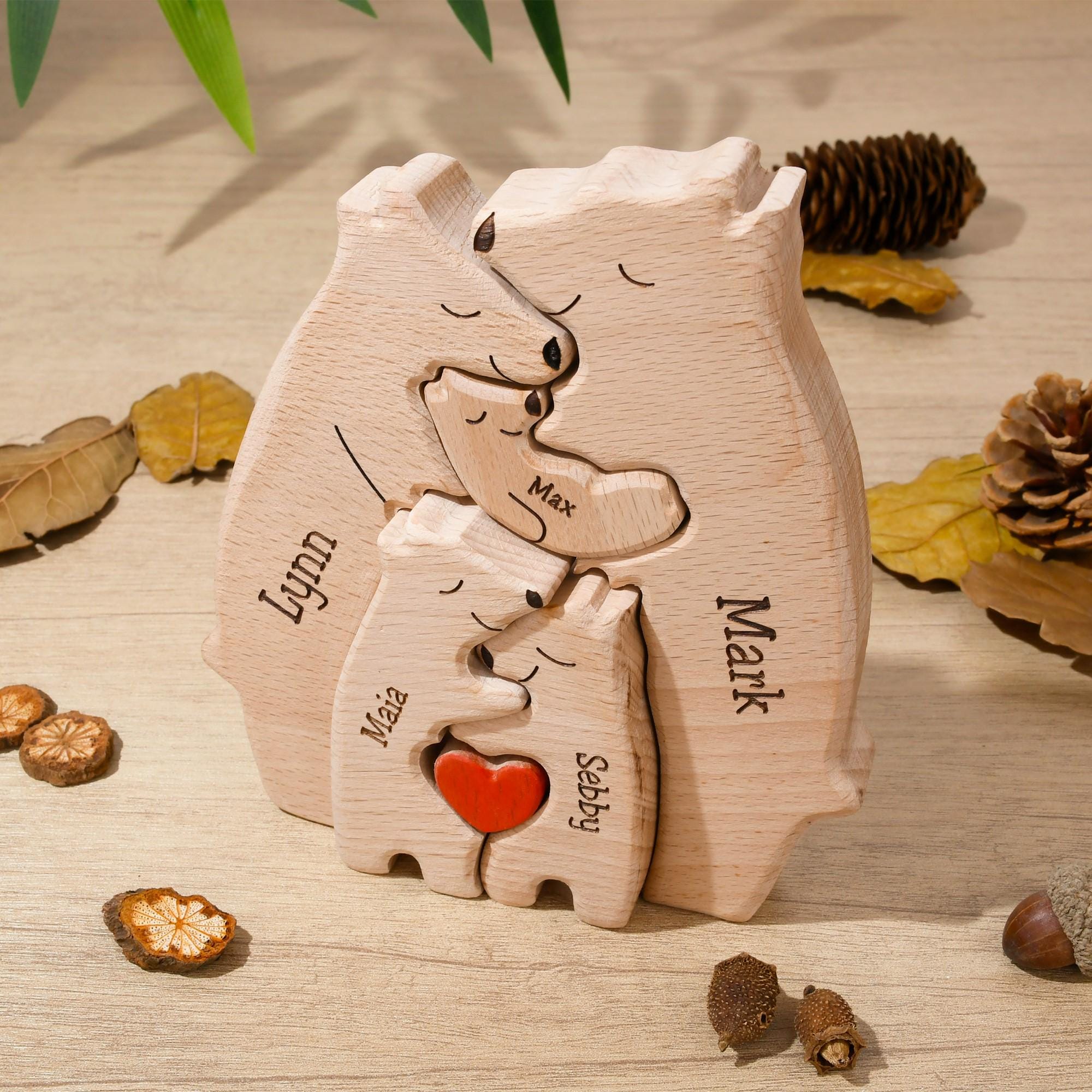 Wooden Bear Family Puzzle - Bear Family Decor