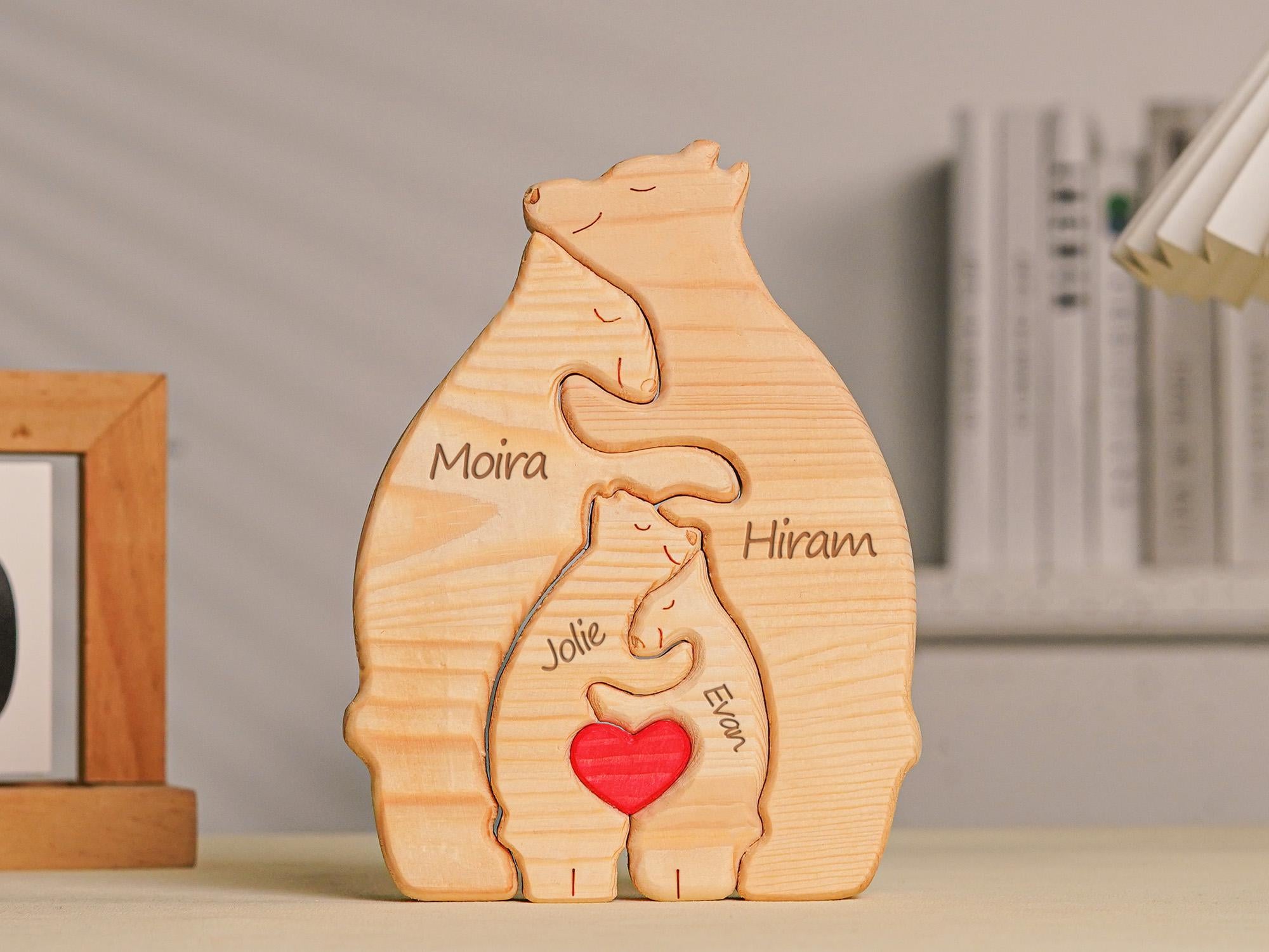 Personalized Wooden Bear Family Puzzle
