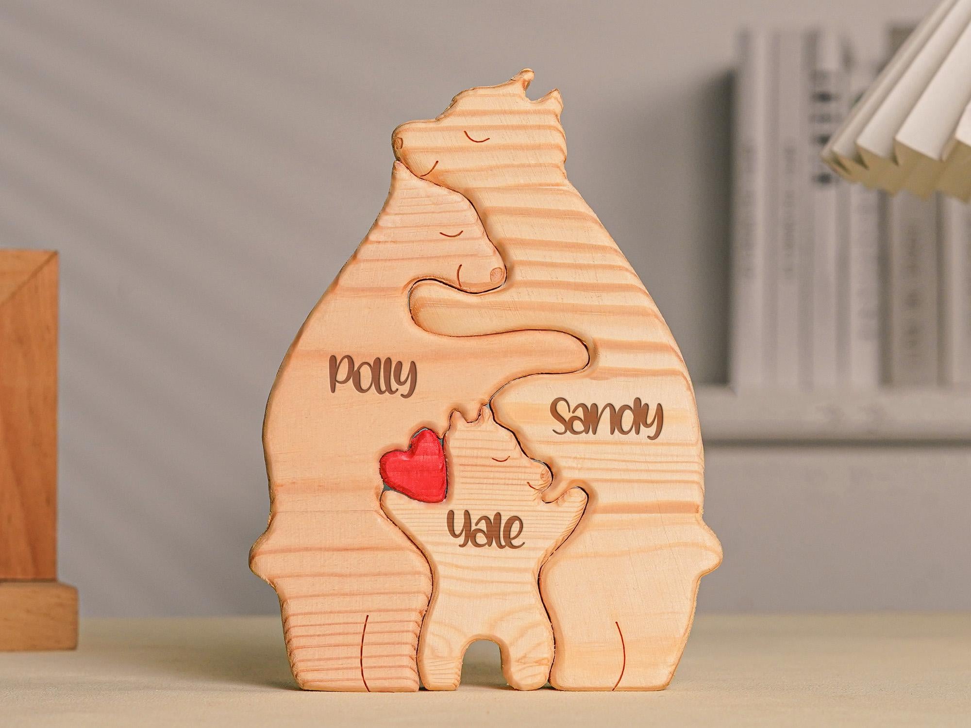 Personalized Wooden Bear Family Puzzle