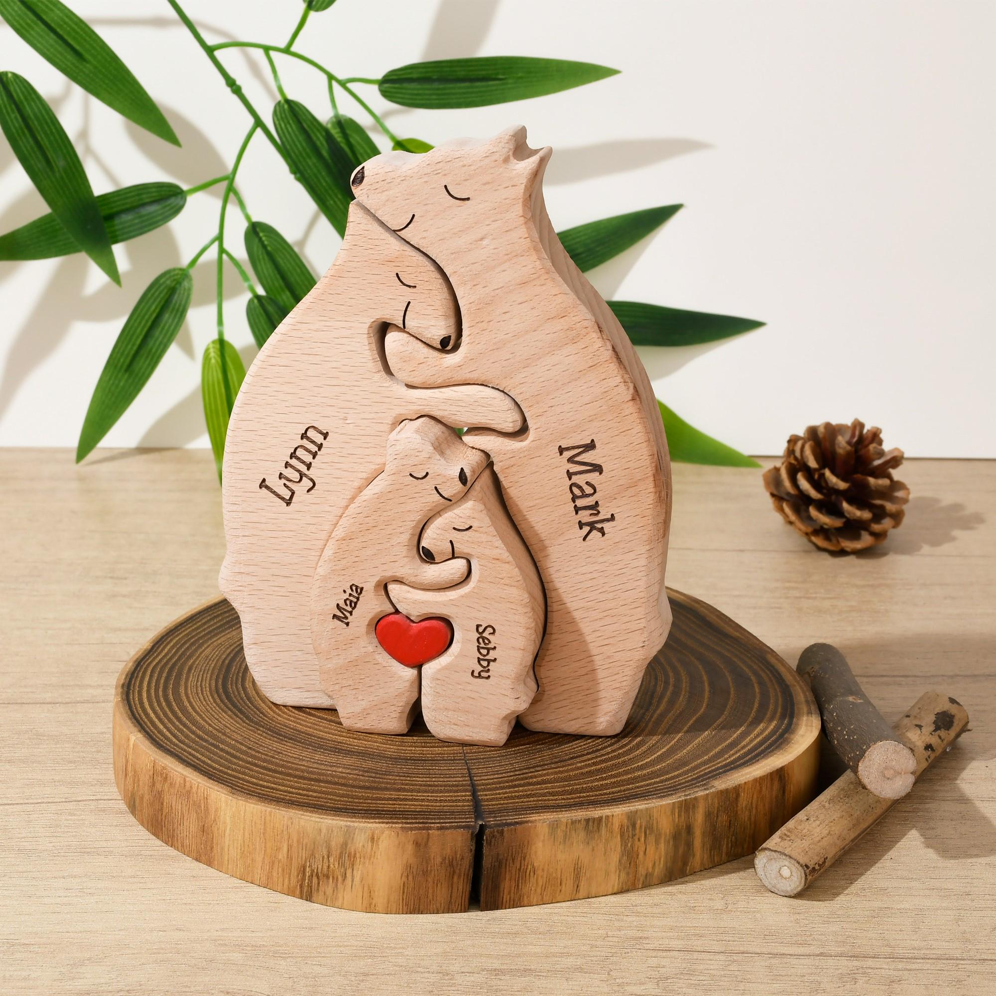 Wooden Bear Family Puzzle - Bear Family Decor