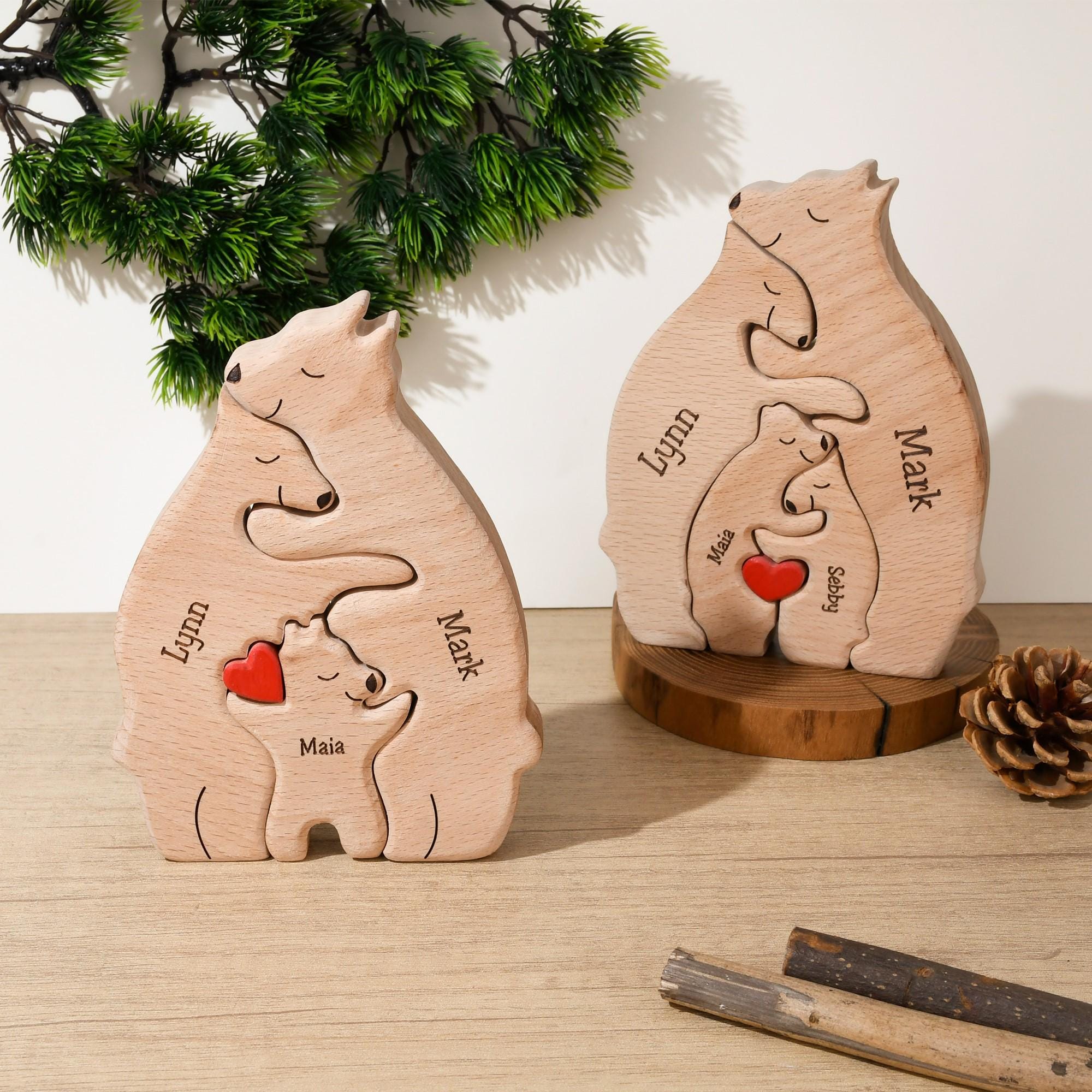 Wooden Bear Family Puzzle - Bear Family Decor