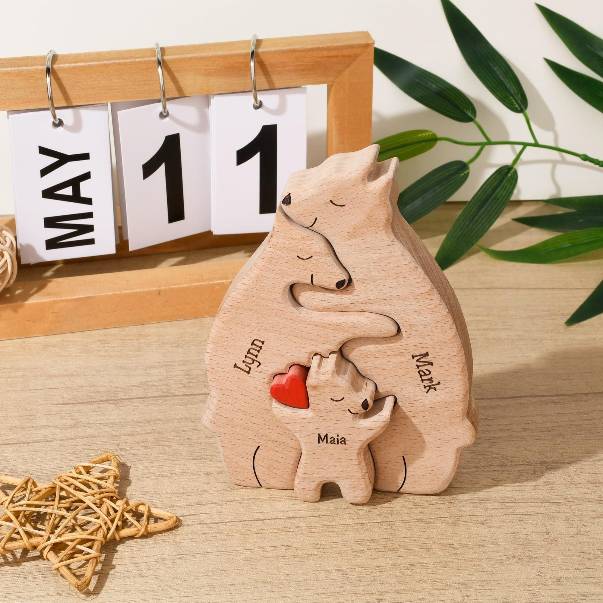 Wooden Bear Family Puzzle - Bear Family Decor