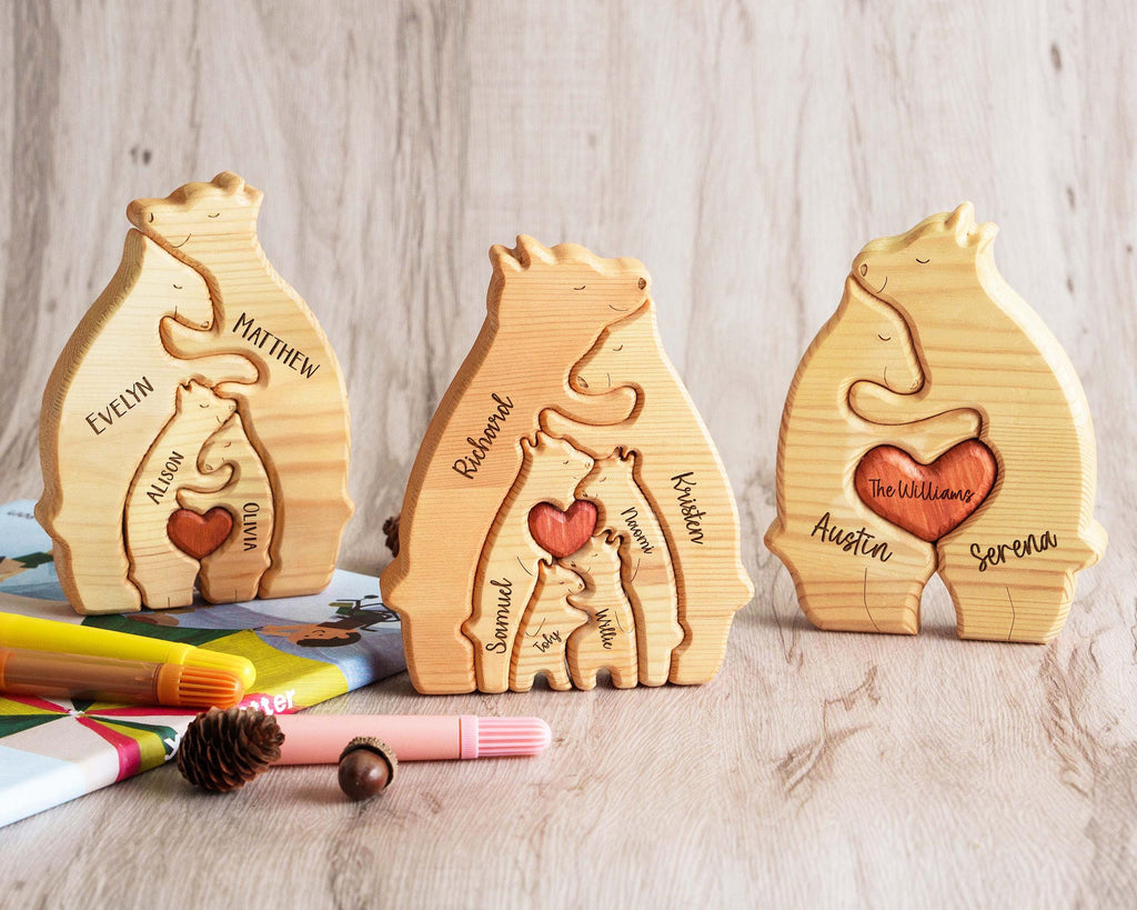 Custom Wooden Bear Puzzle - Gift for Couple