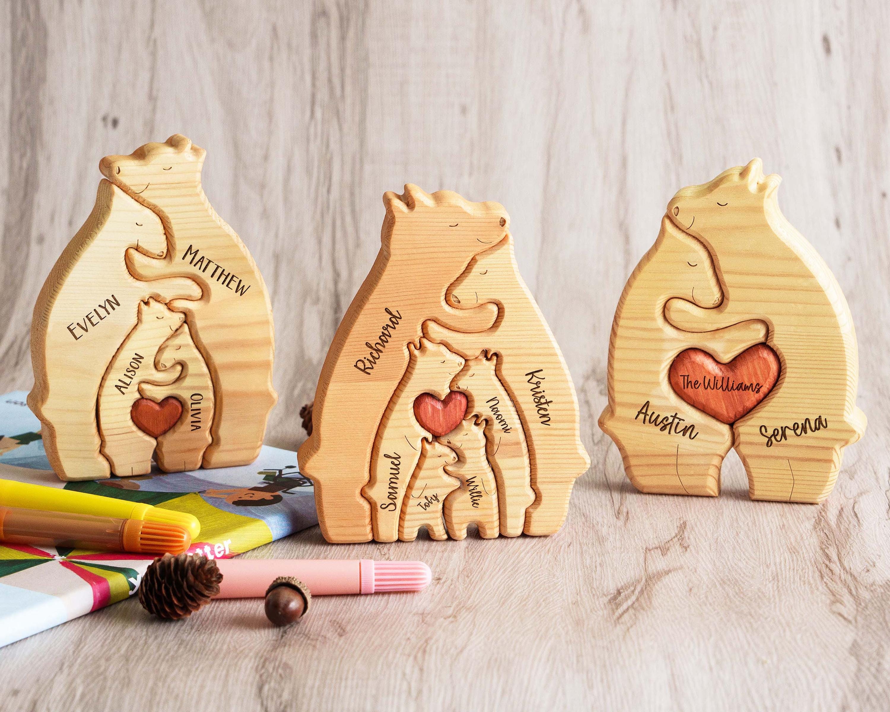 Custom Wooden Bear Puzzle - Gift for Couple