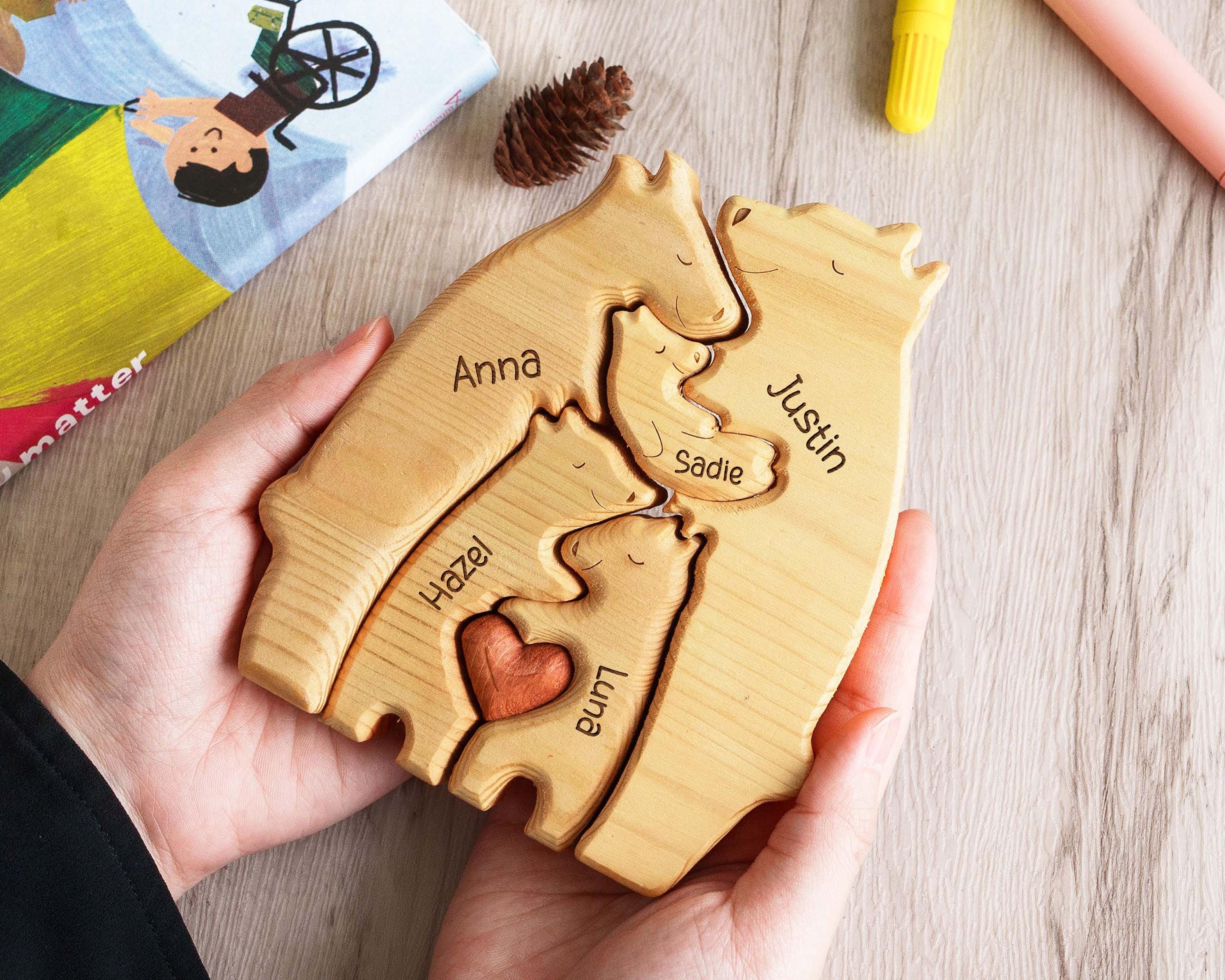 Custom Wooden Bear Puzzle - Gift for Couple