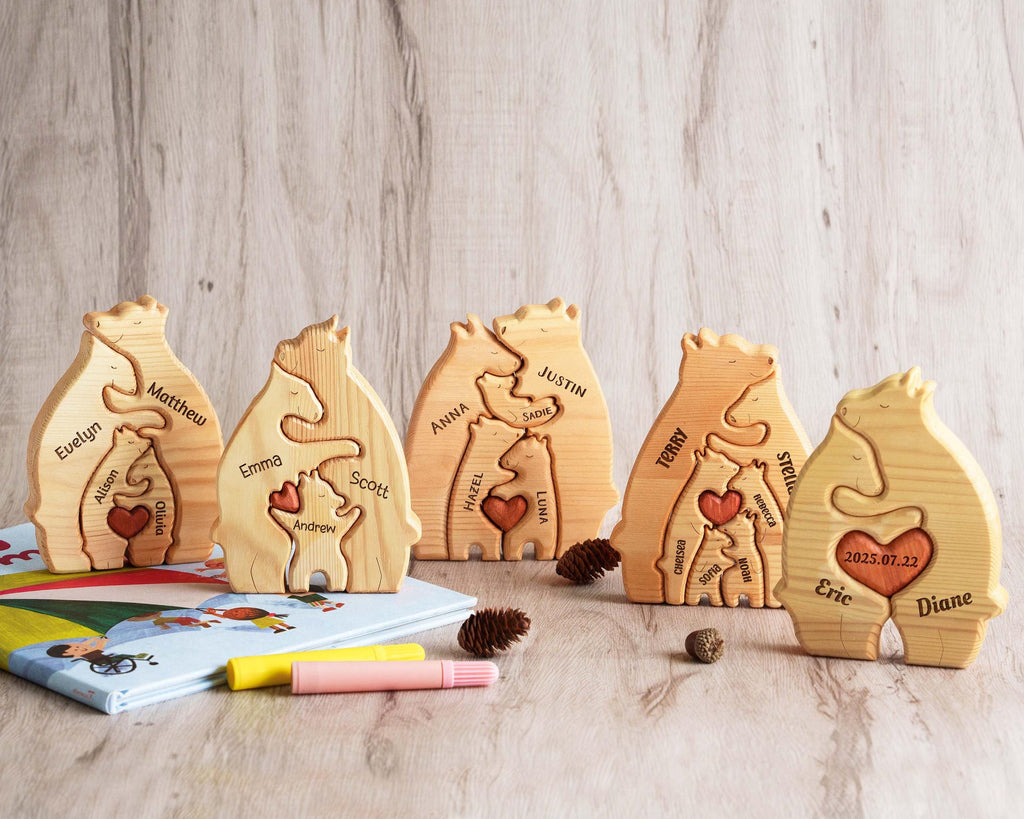 Custom Wooden Bear Puzzle - Gift for Couple