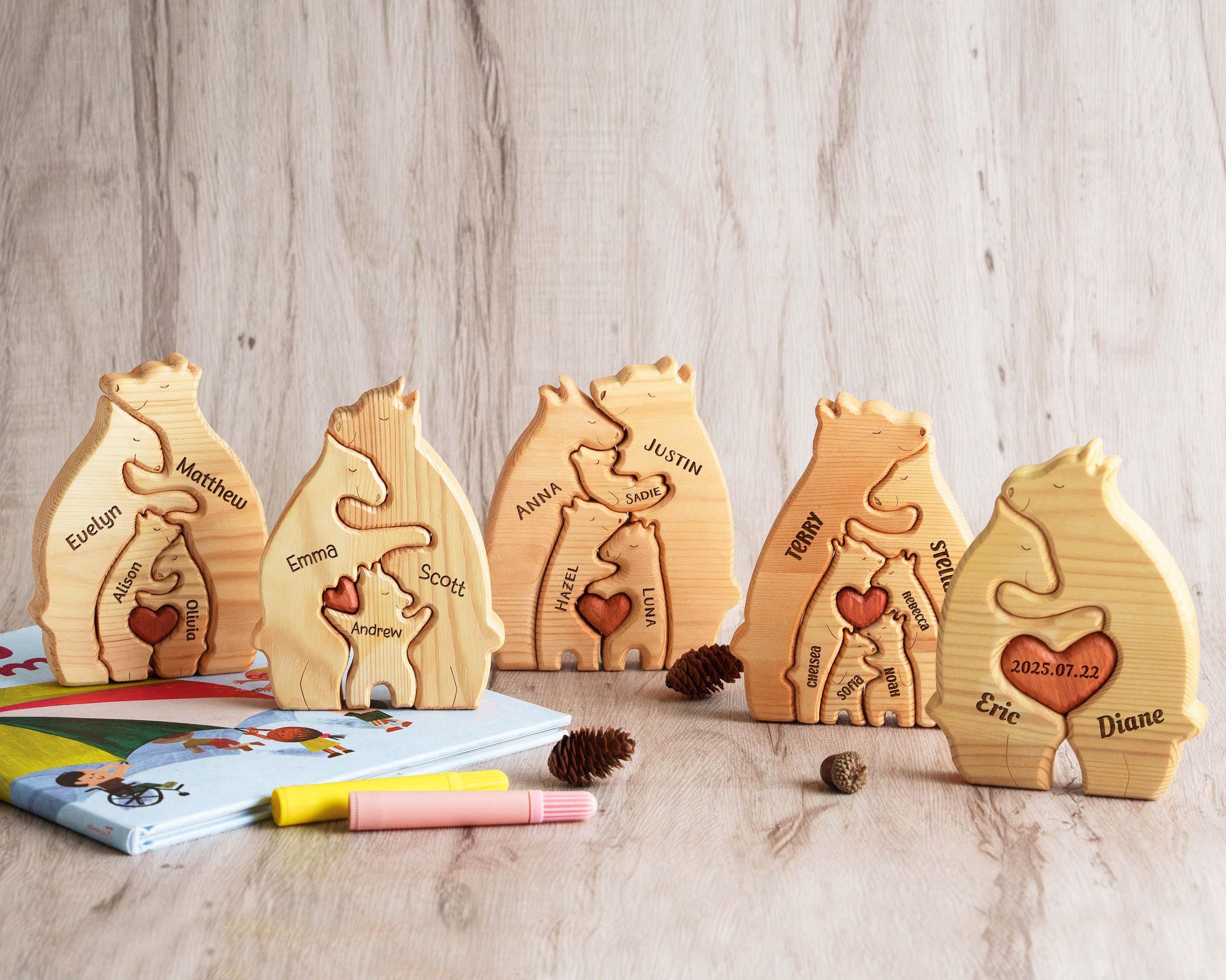 Custom Wooden Bear Puzzle - Gift for Couple