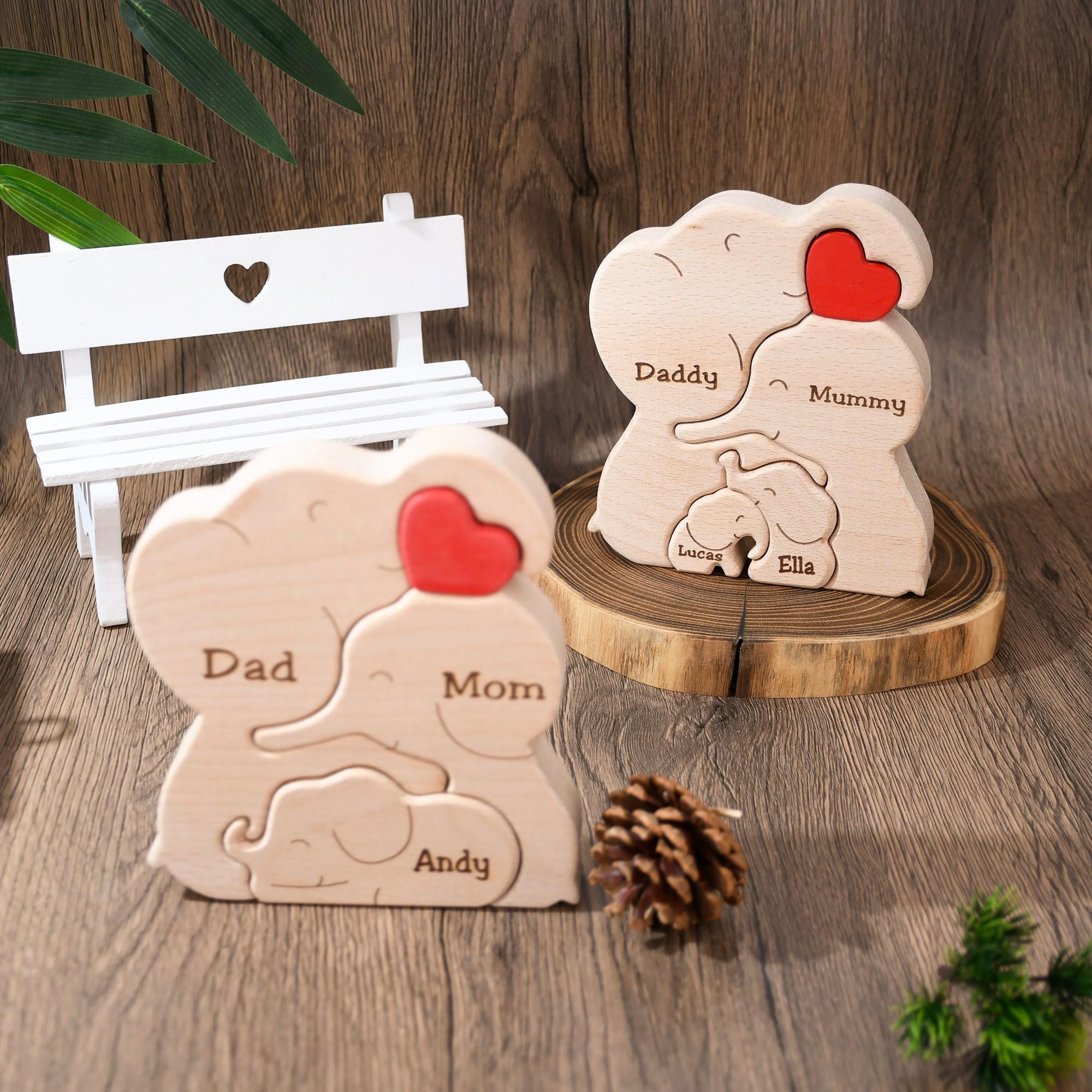 Custom Wooden Elephant Family Puzzle
