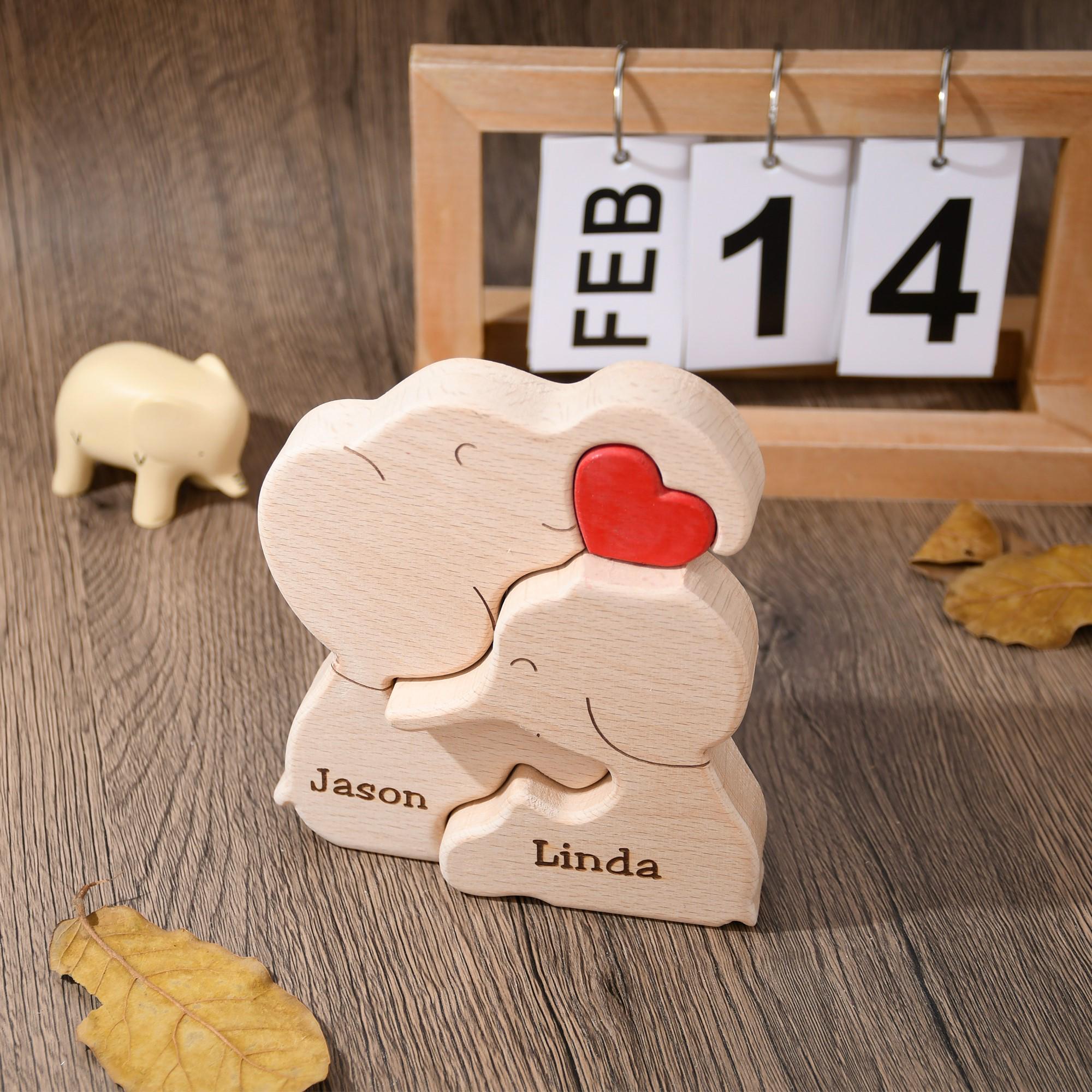 Custom Wooden Elephant Family Puzzle