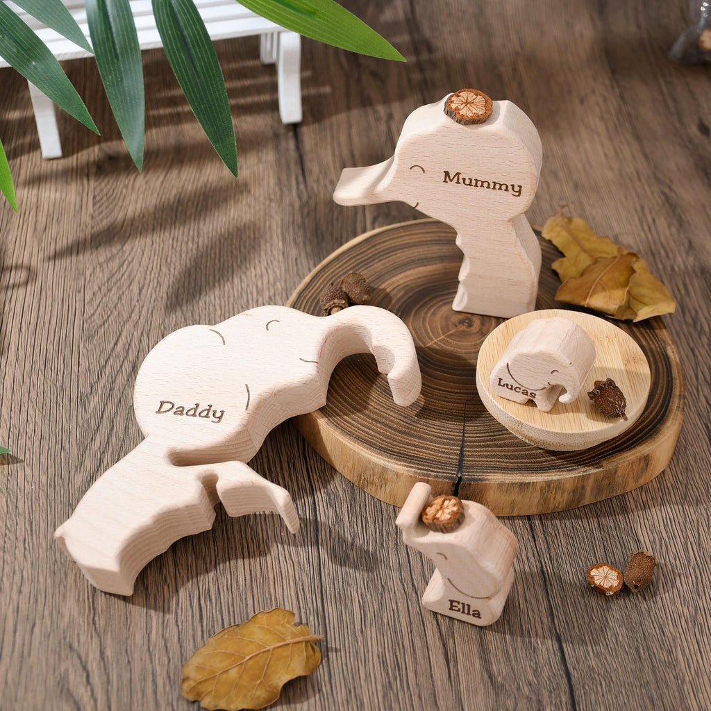 Custom Wooden Elephant Family Puzzle
