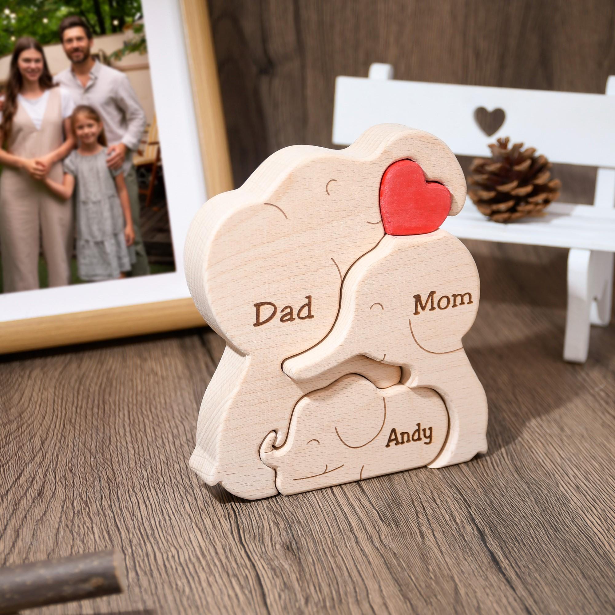 Custom Wooden Elephant Family Puzzle