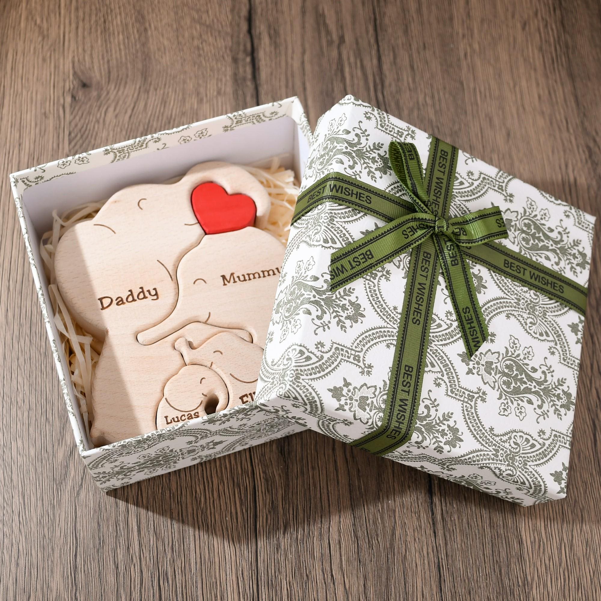 Custom Wooden Elephant Family Puzzle