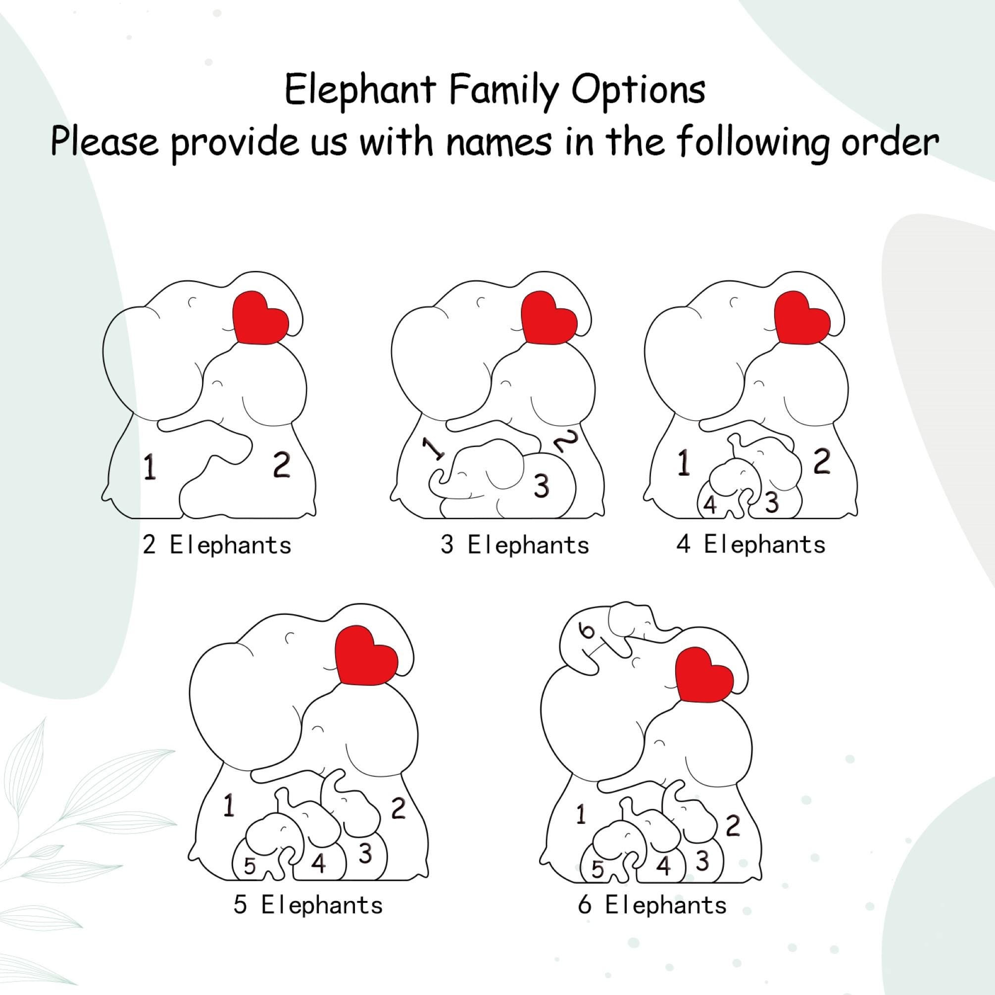 Custom Wooden Elephant Family Puzzle