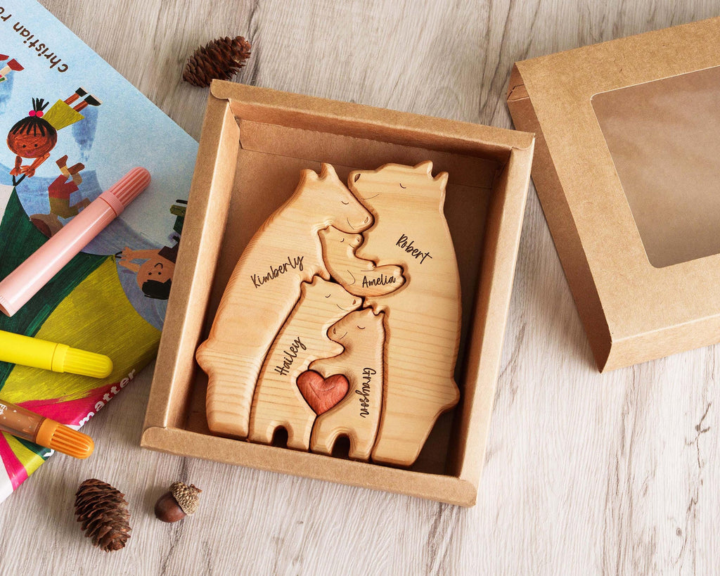 Custom Wooden Bear Puzzle - Gift for Couple