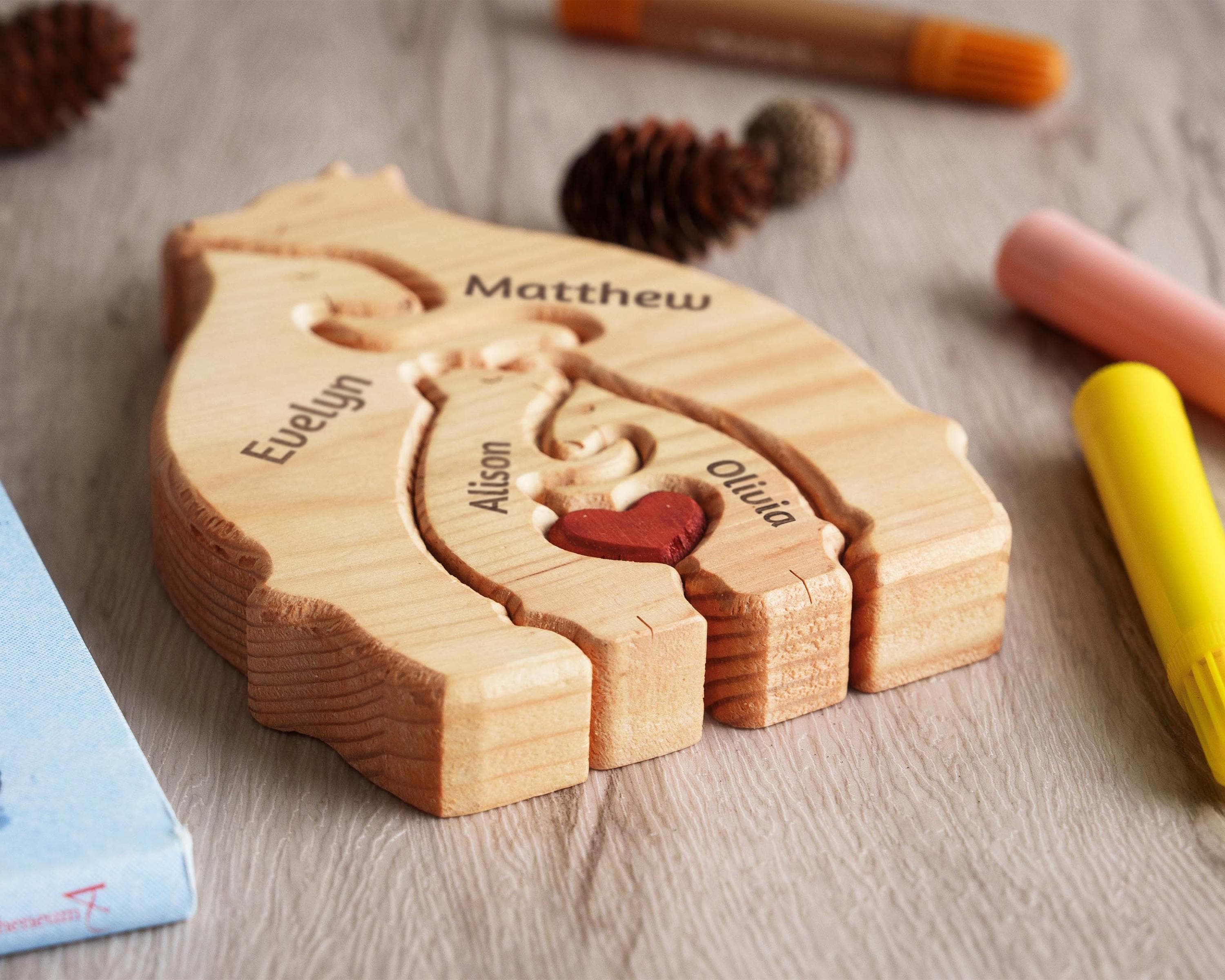 Custom Wooden Bear Puzzle - Gift for Couple