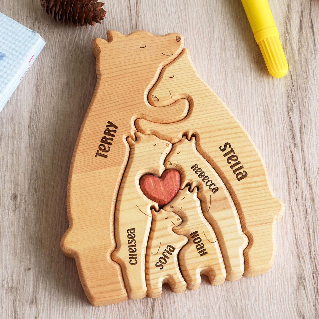 Custom Wooden Bear Puzzle - Gift for Couple
