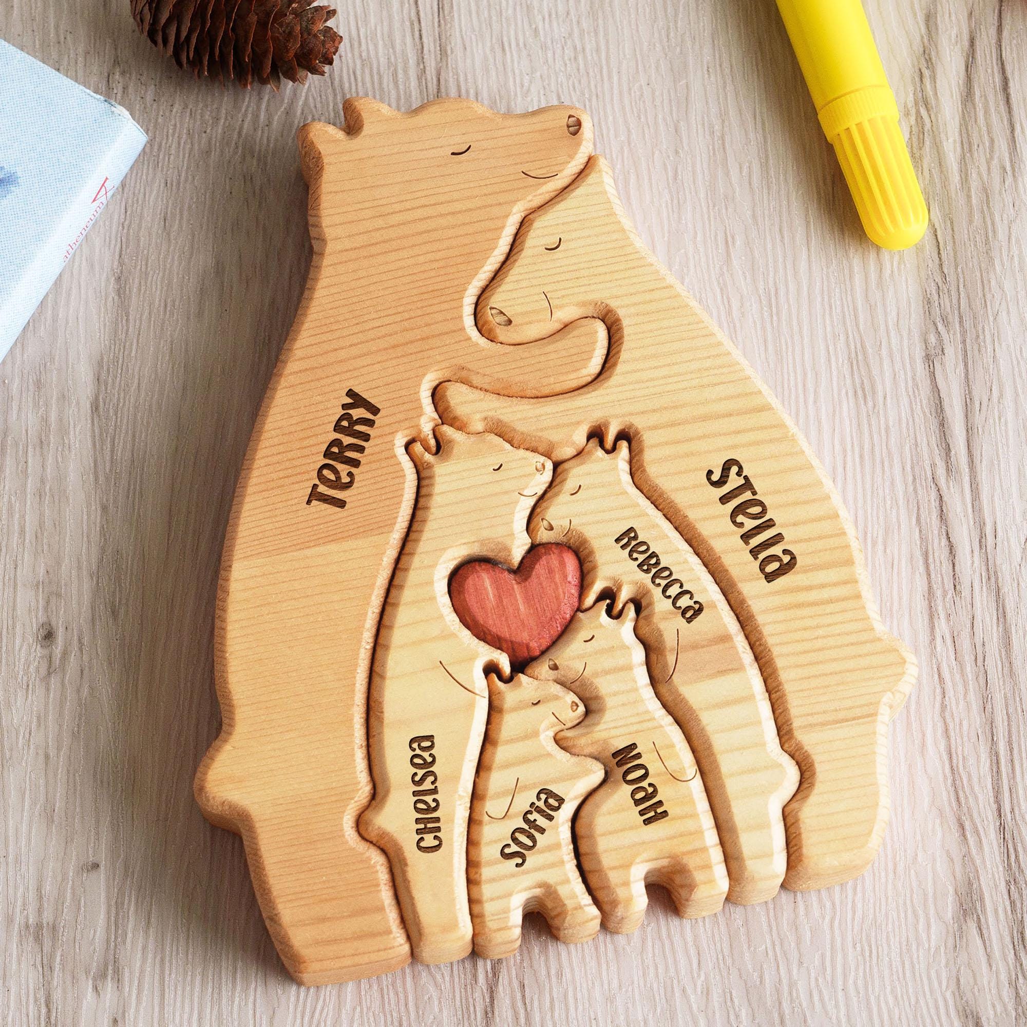Custom Wooden Bear Puzzle - Gift for Couple