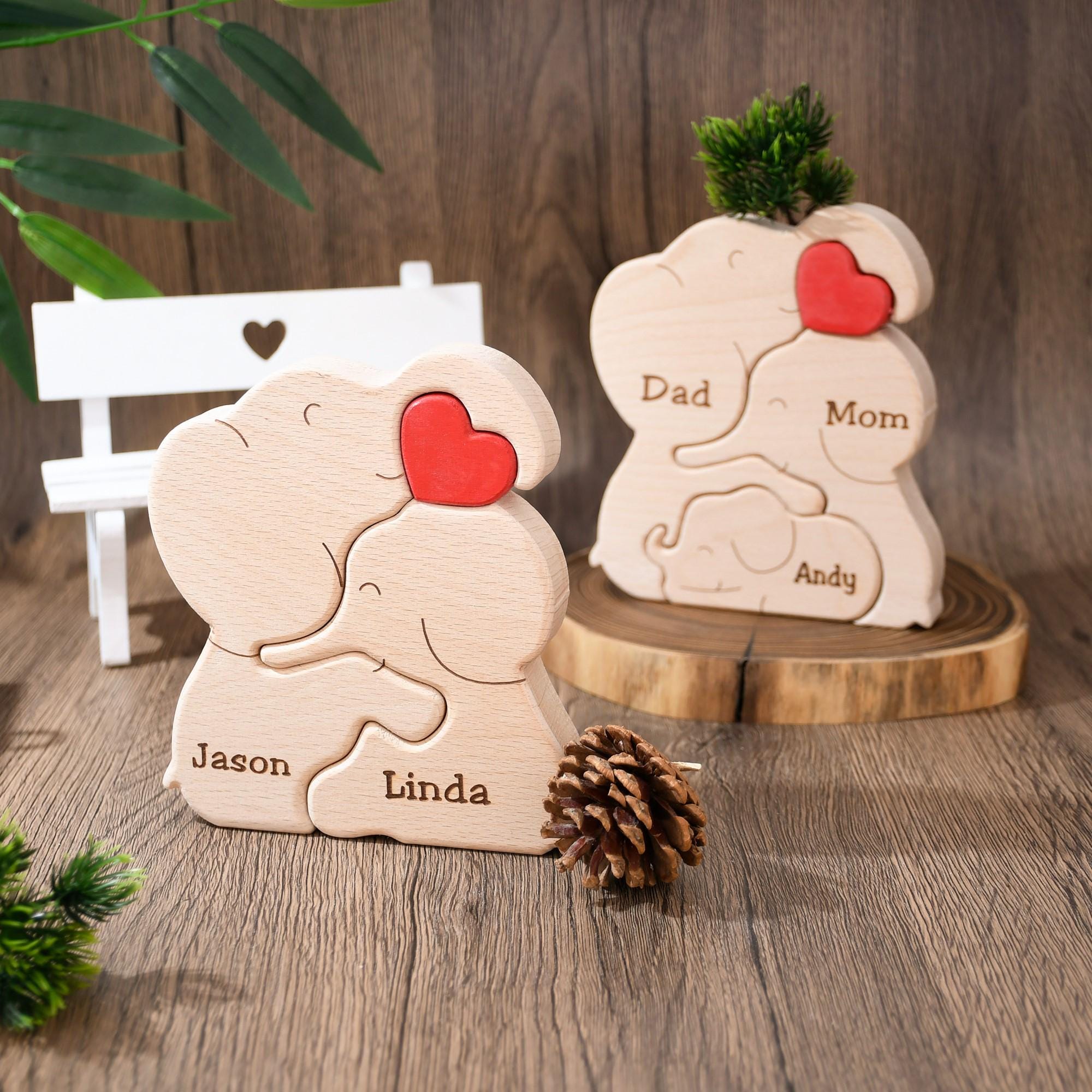 Custom Wooden Elephant Family Puzzle