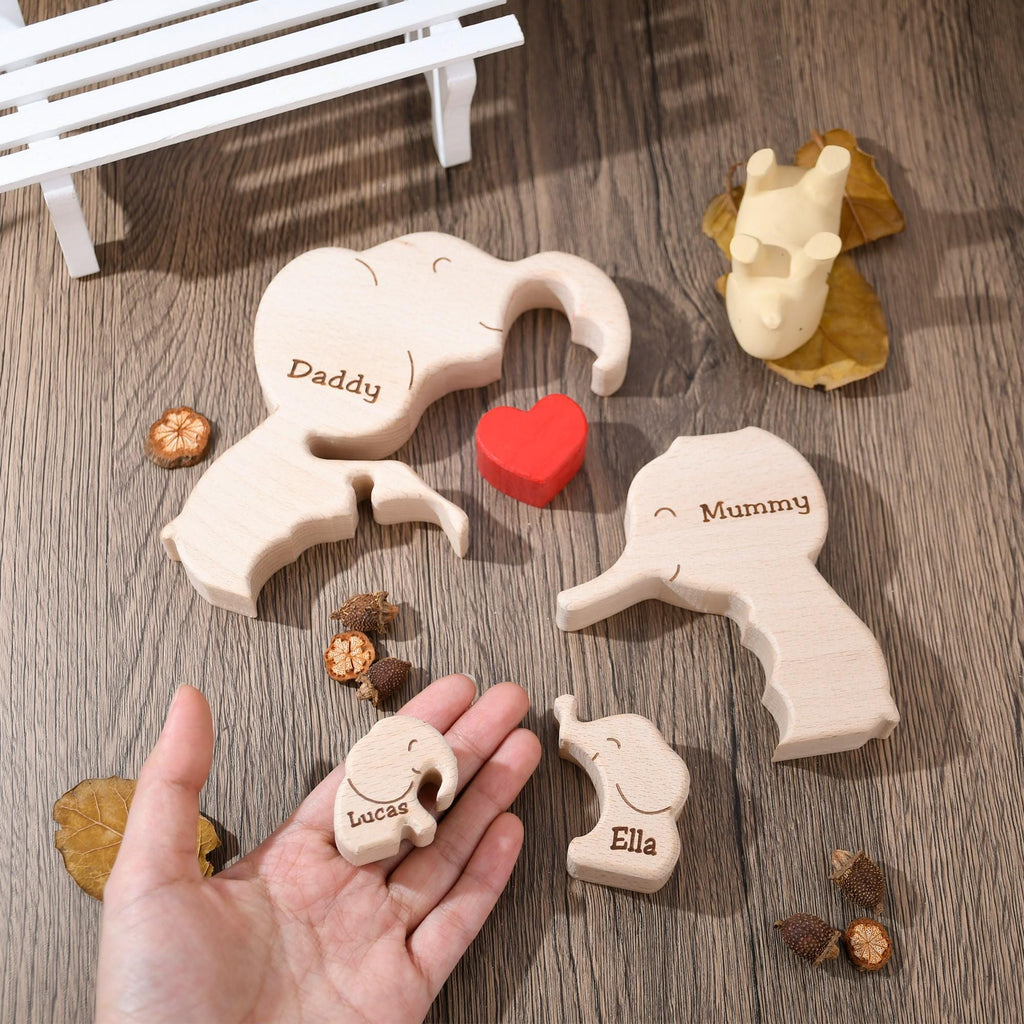 Custom Wooden Elephant Family Puzzle