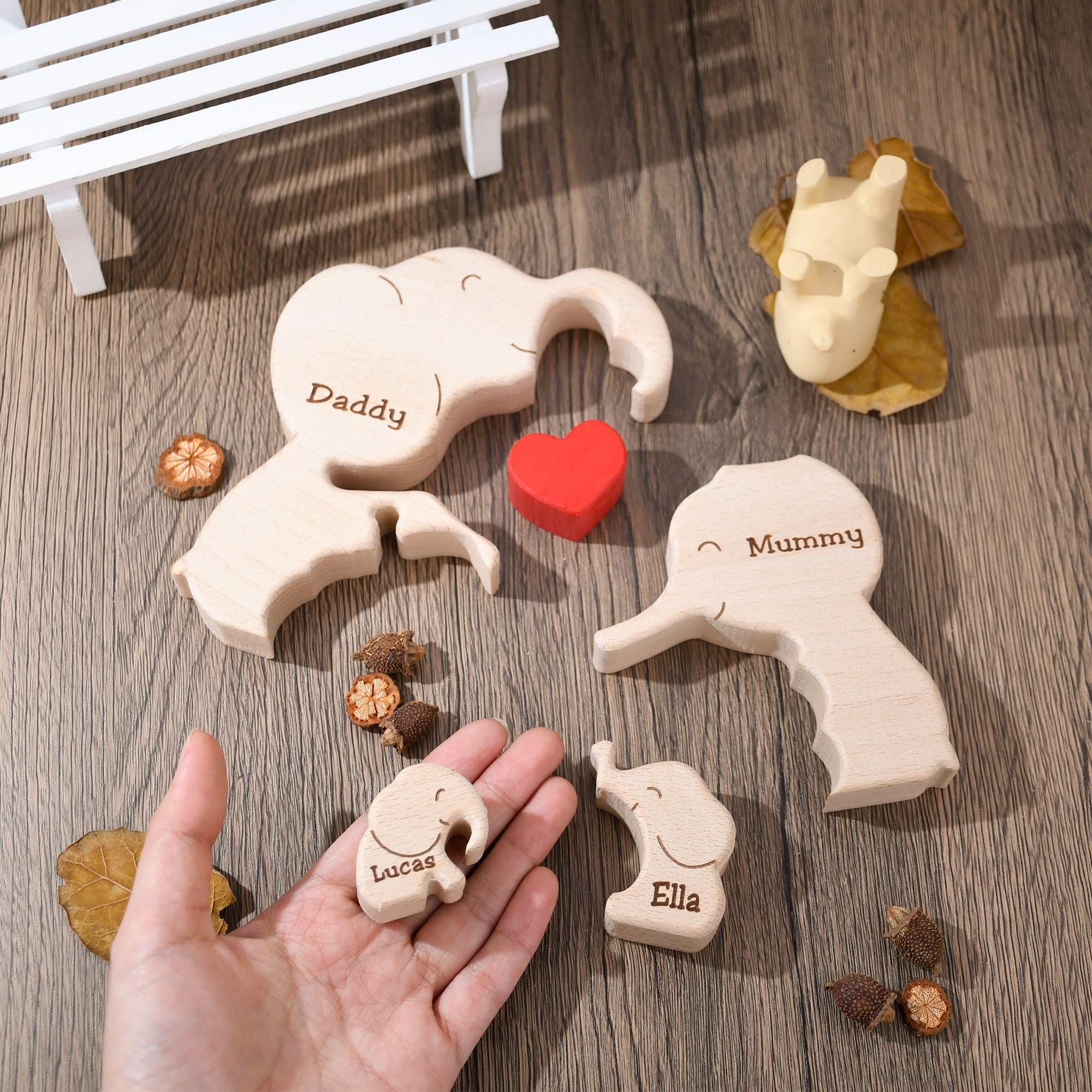Custom Wooden Elephant Family Puzzle