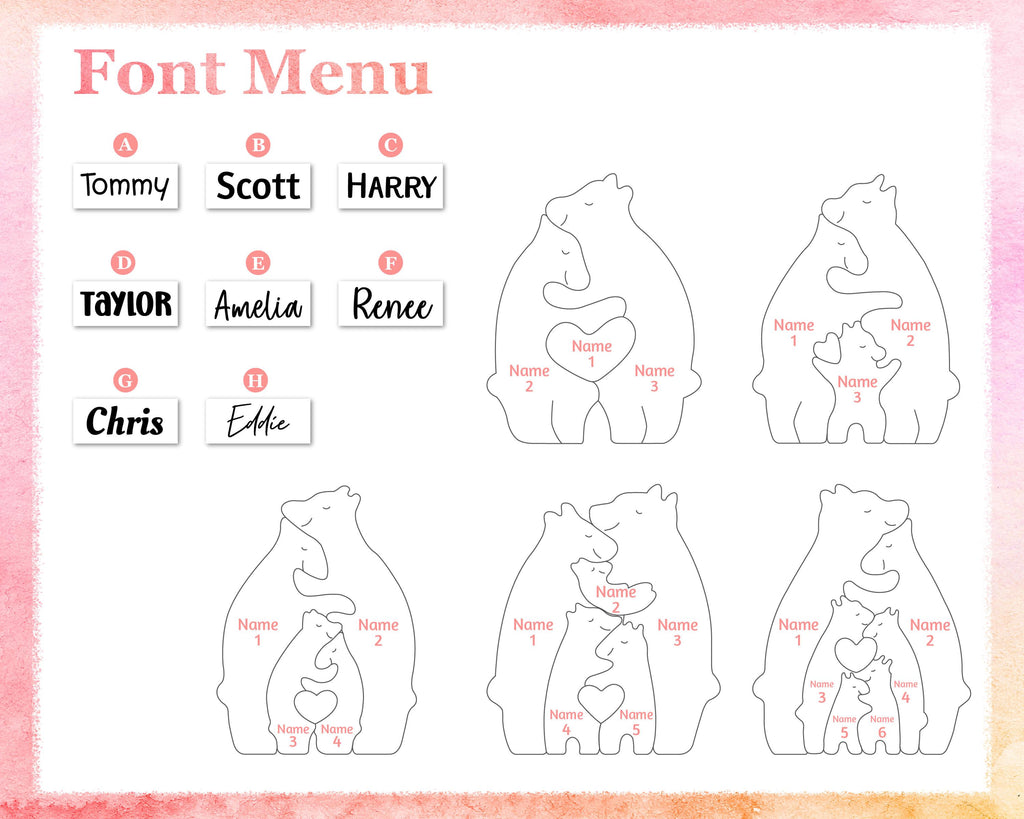 Custom Wooden Bear Puzzle - Gift for Couple