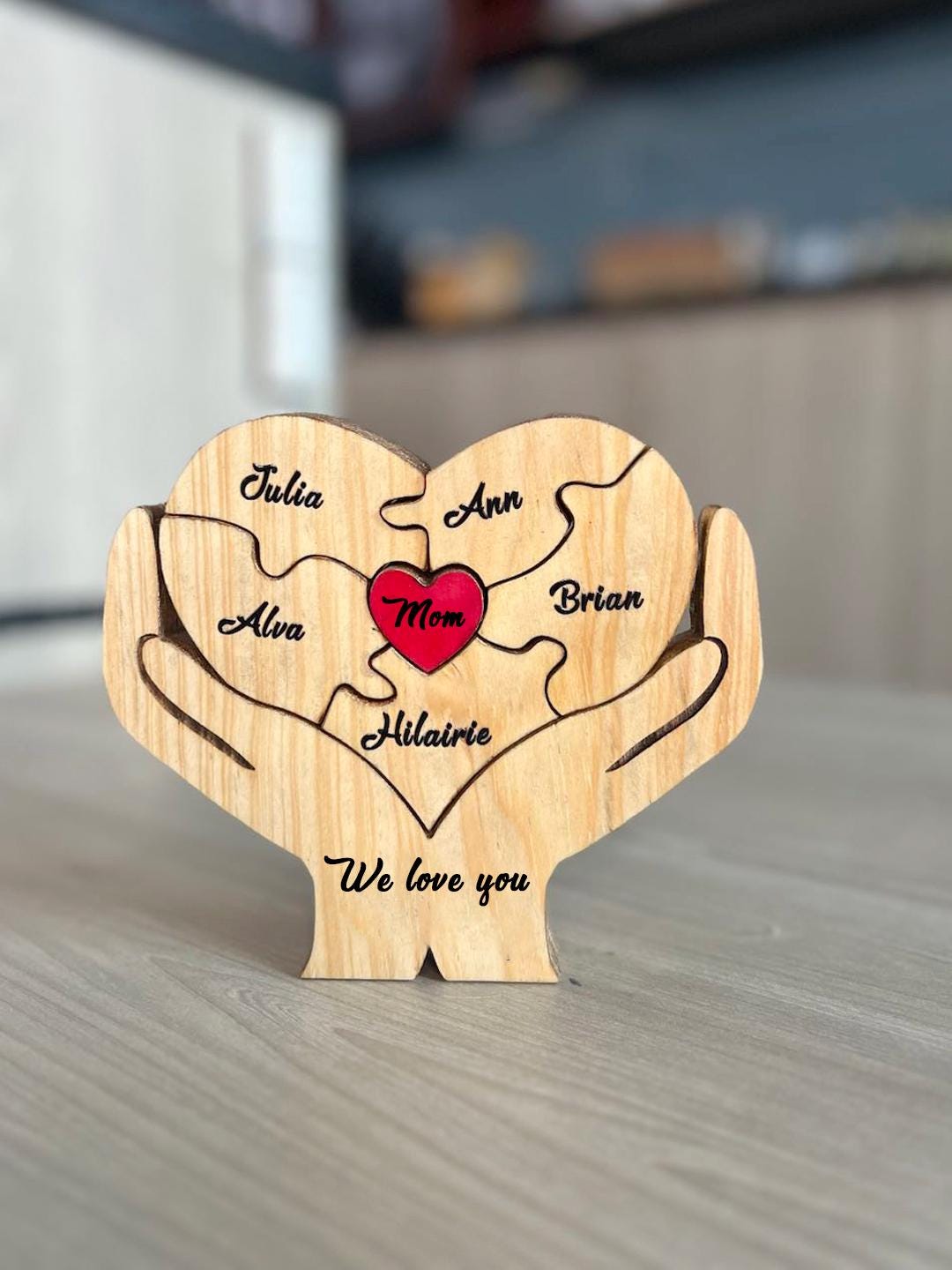 Heart Shape Wooden Mommy Family Puzzle