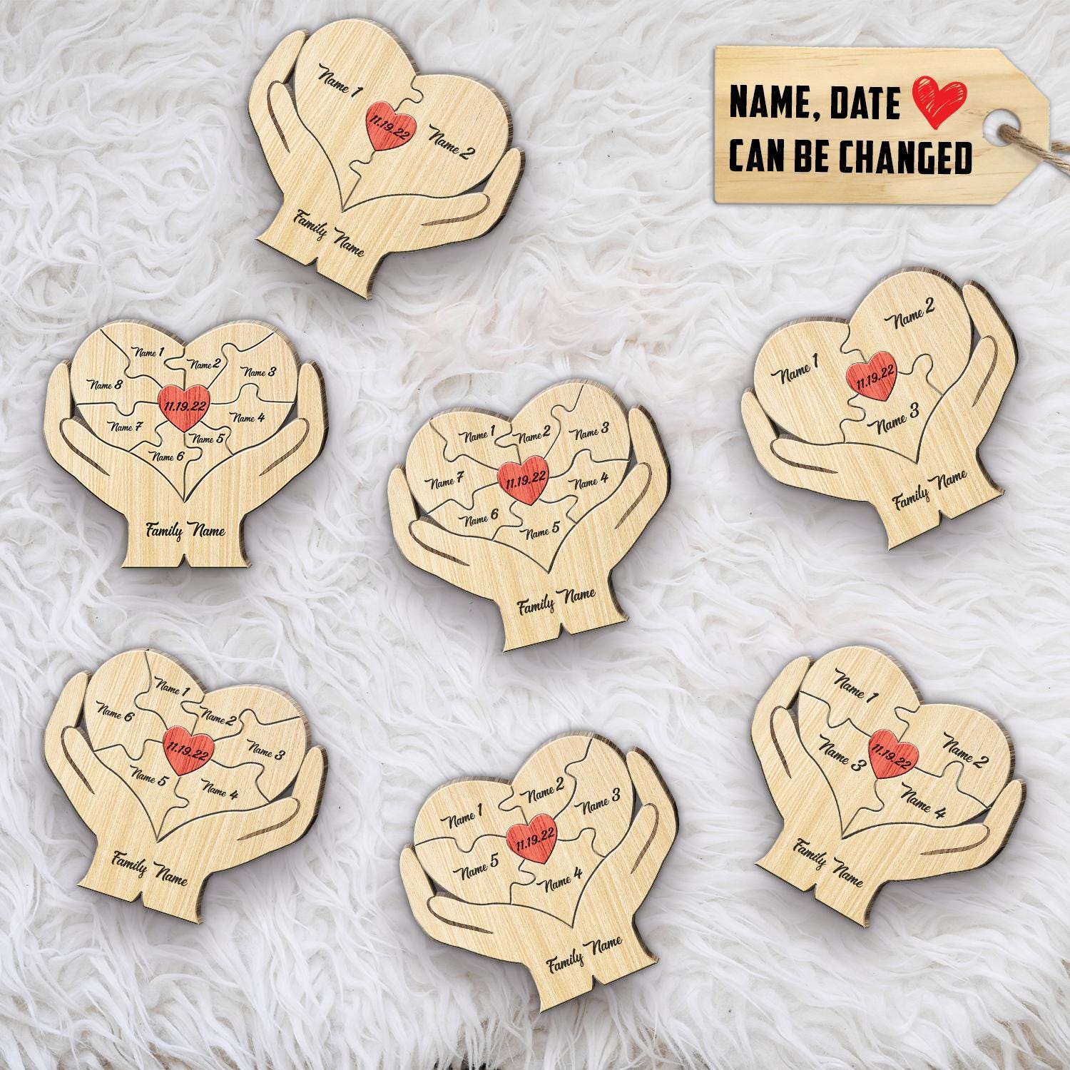 Heart Shape Wooden Mommy Family Puzzle