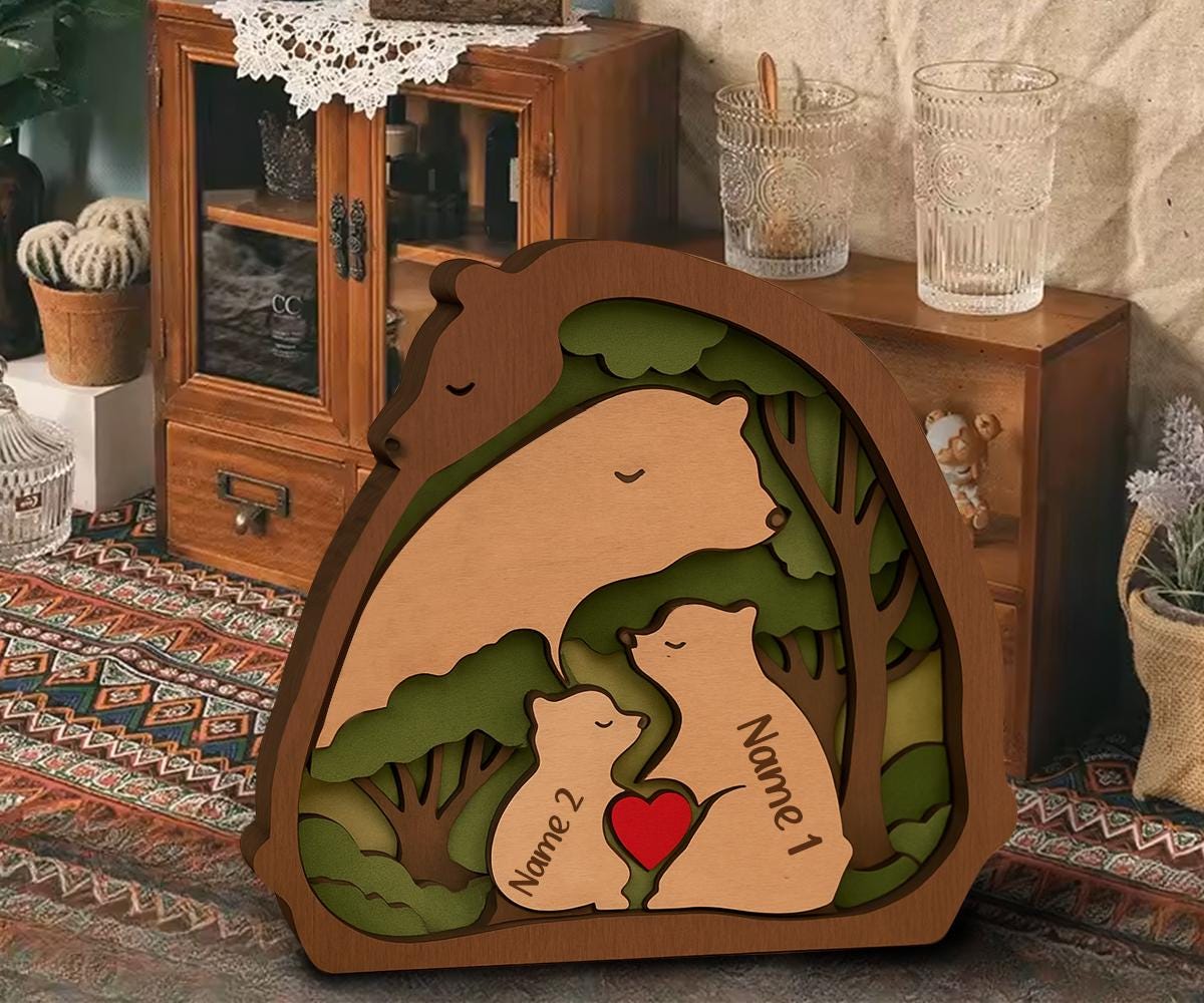 Personalized Wooden Bear Family Puzzle