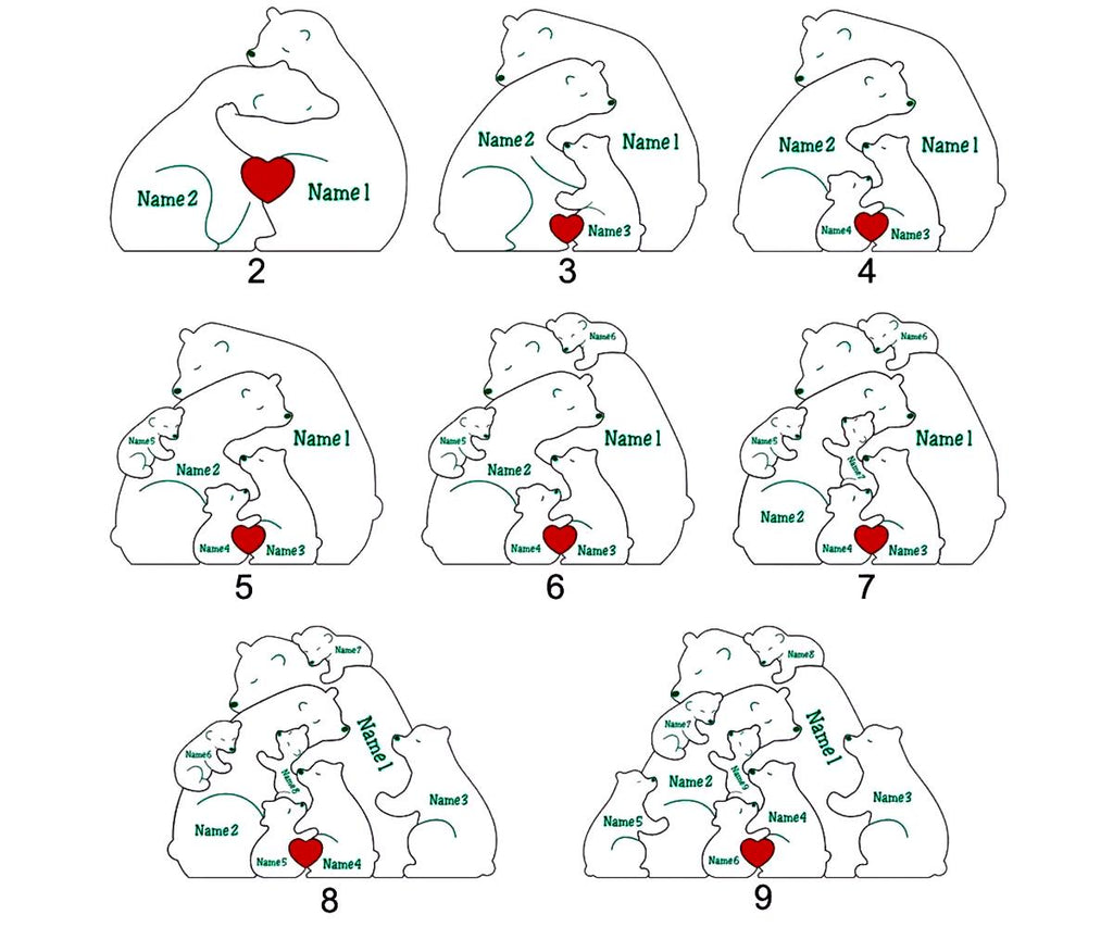 Personalized Wooden Bear Family Puzzle