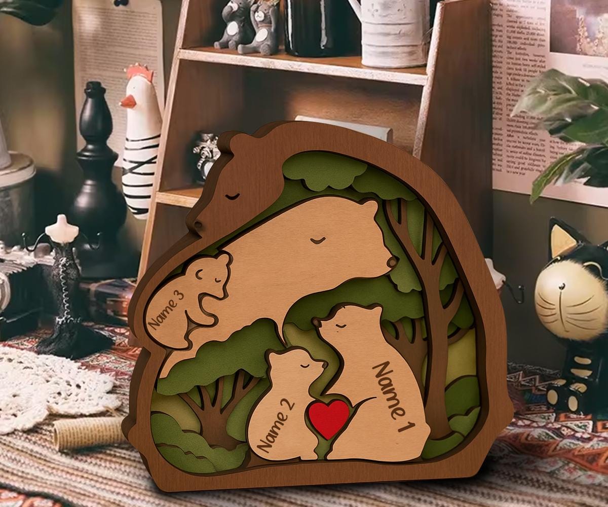 Personalized Wooden Bear Family Puzzle