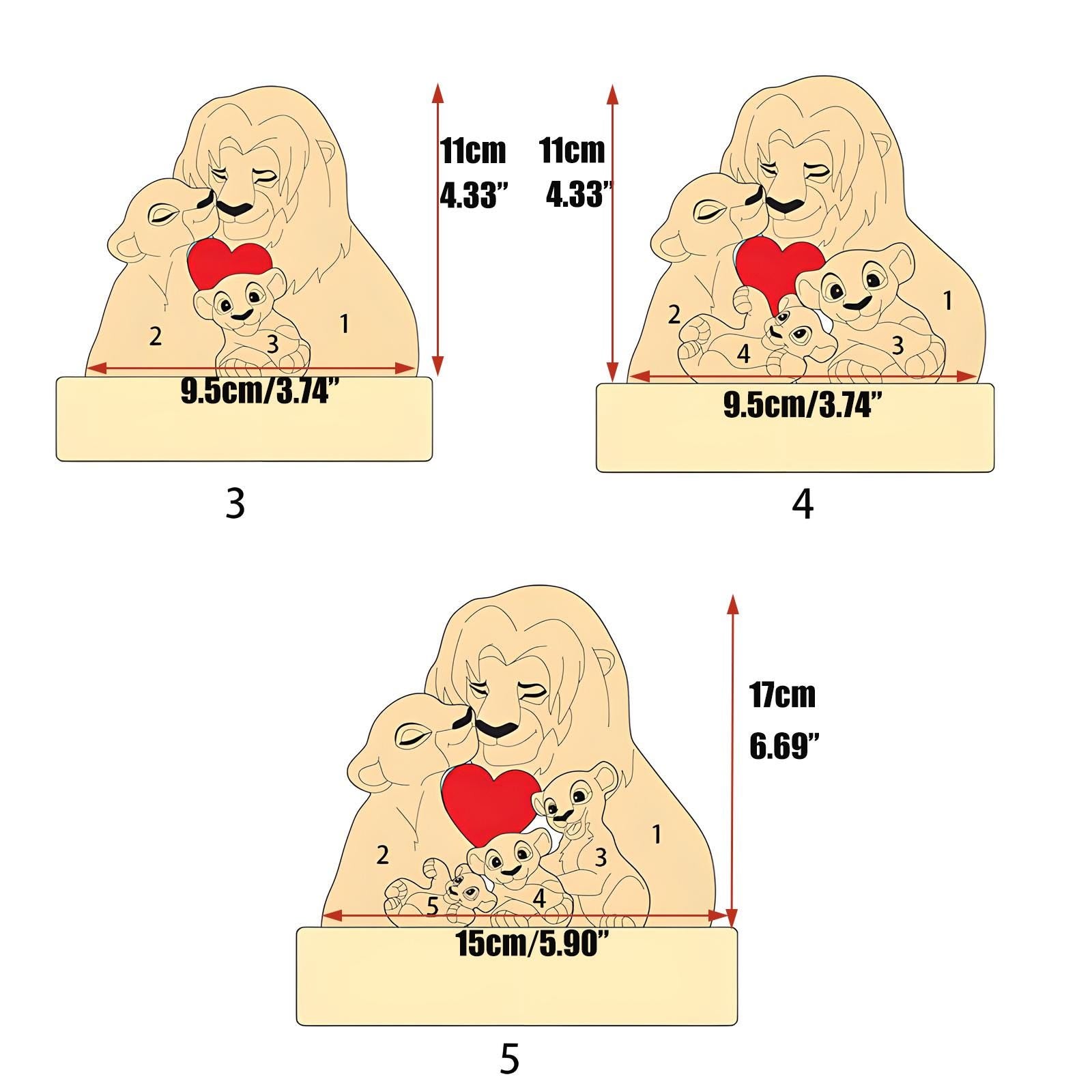 Personalized Wooden Lion Family Puzzle