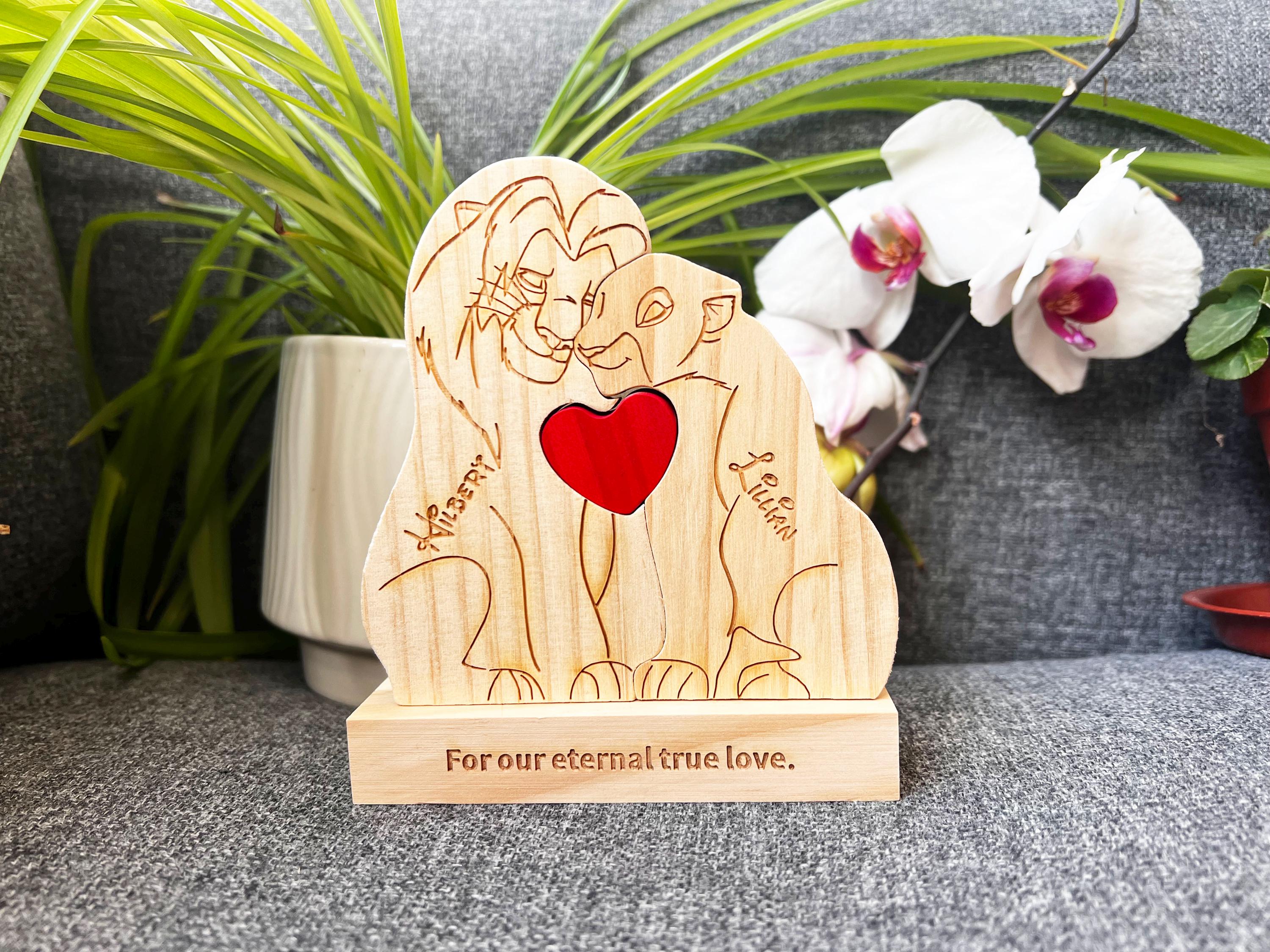 Custom Wooden Lion Family Puzzle