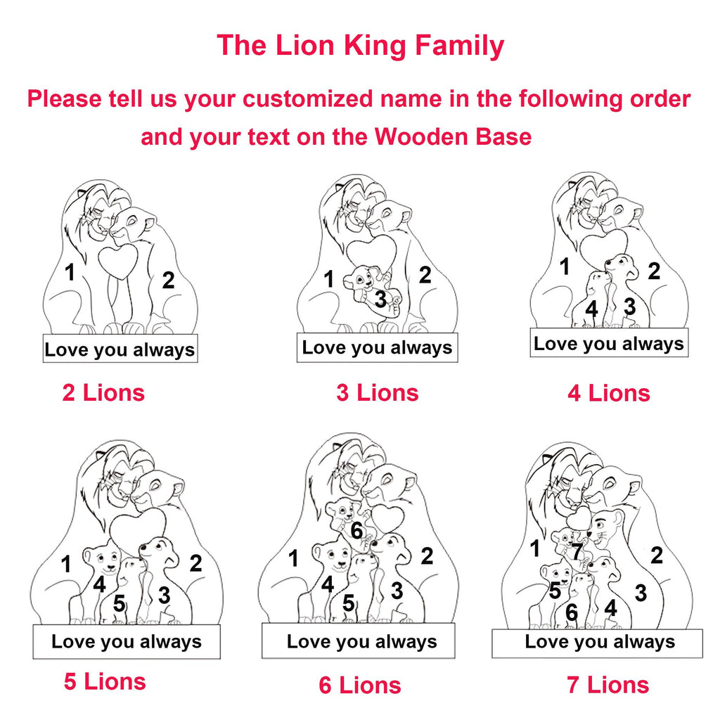 Custom Wooden Lion Family Puzzle