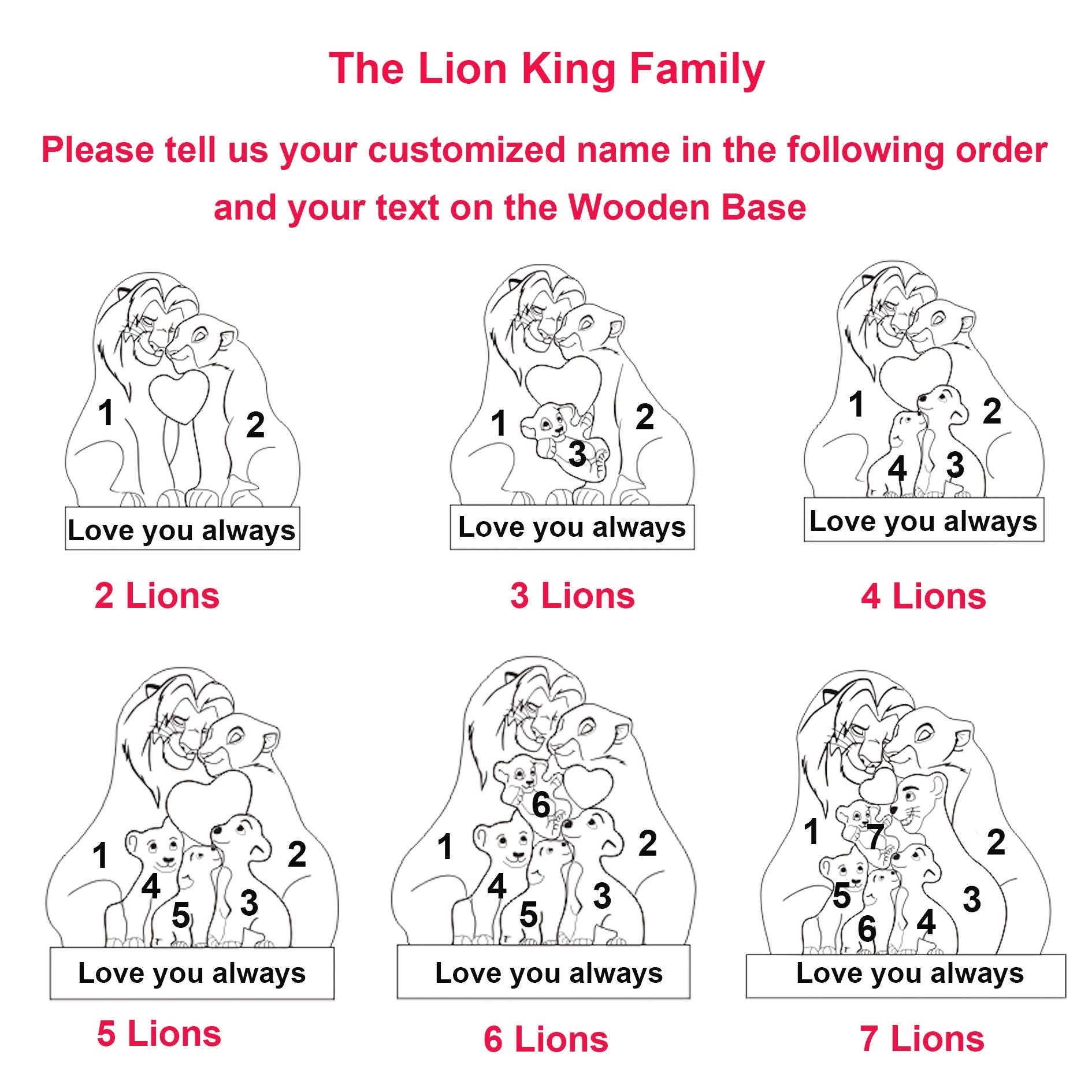 Custom Wooden Lion Family Puzzle