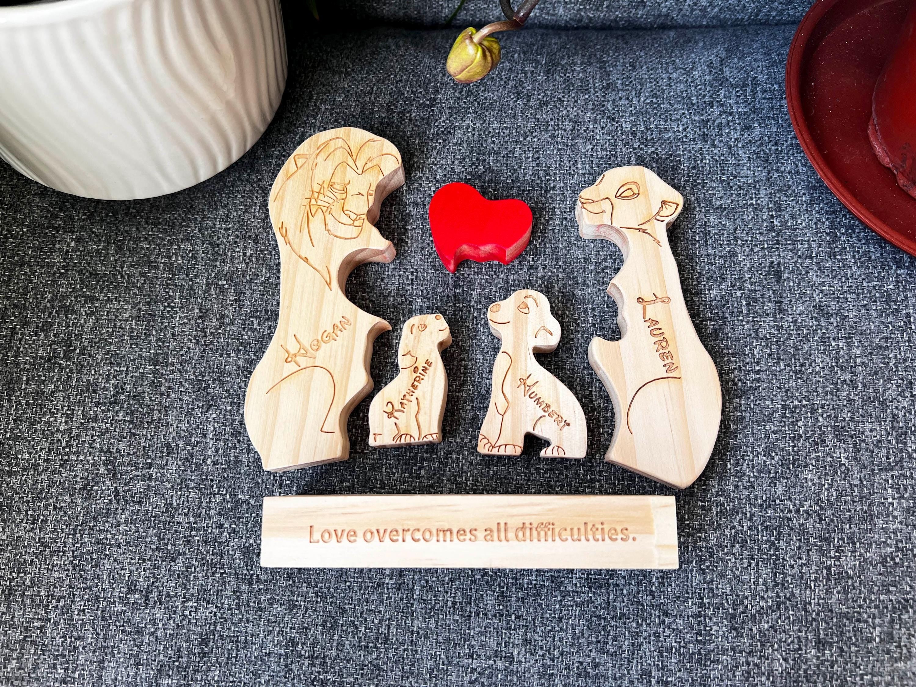 Custom Wooden Lion Family Puzzle