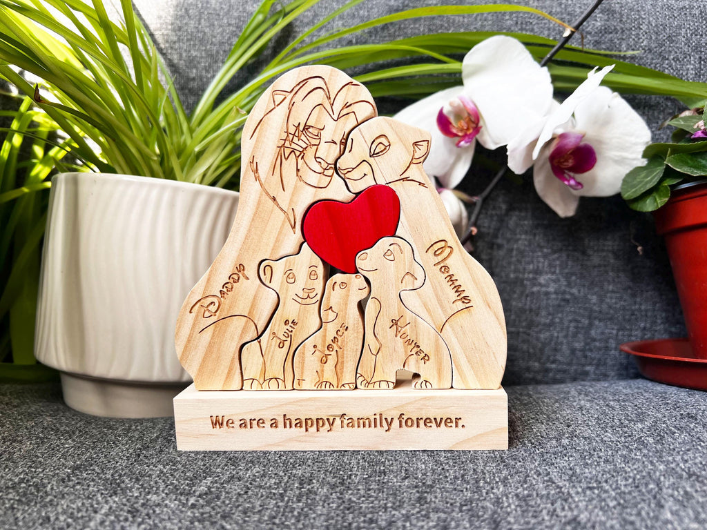 Custom Wooden Lion Family Puzzle