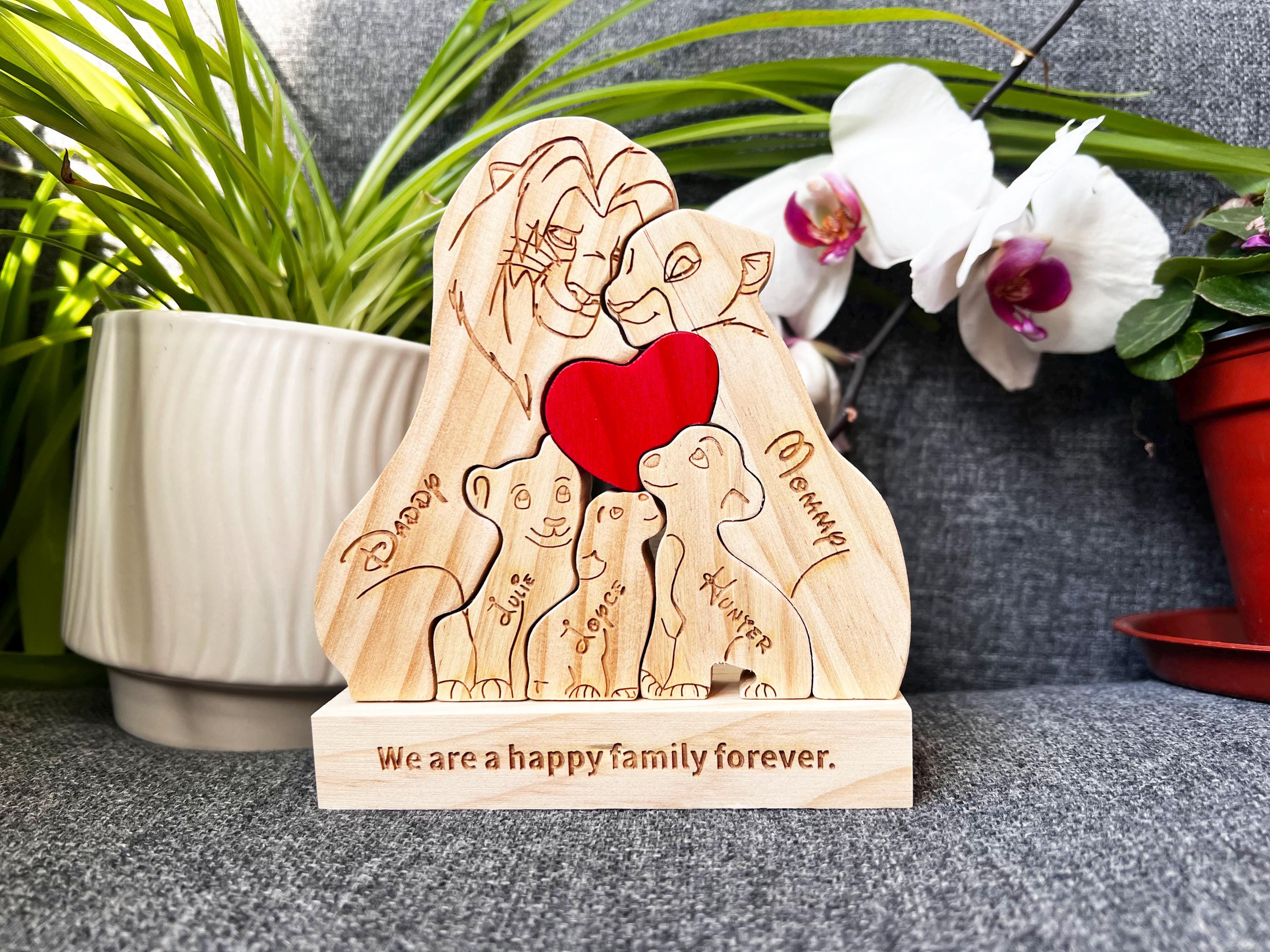 Custom Wooden Lion Family Puzzle