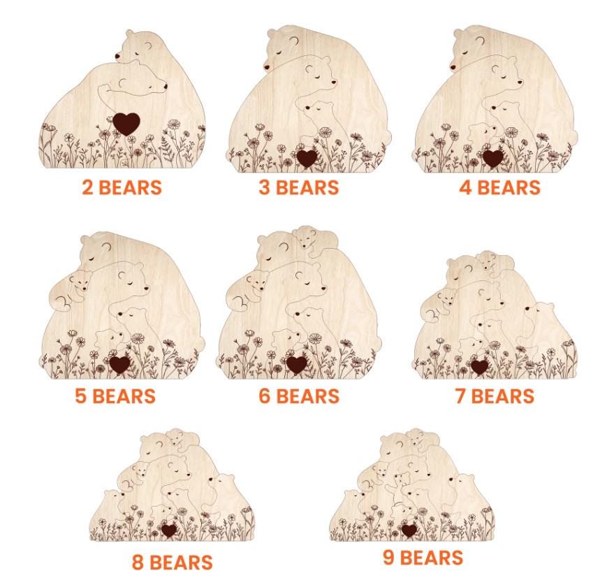 Personalized Hugging Bear Family Floral Puzzle