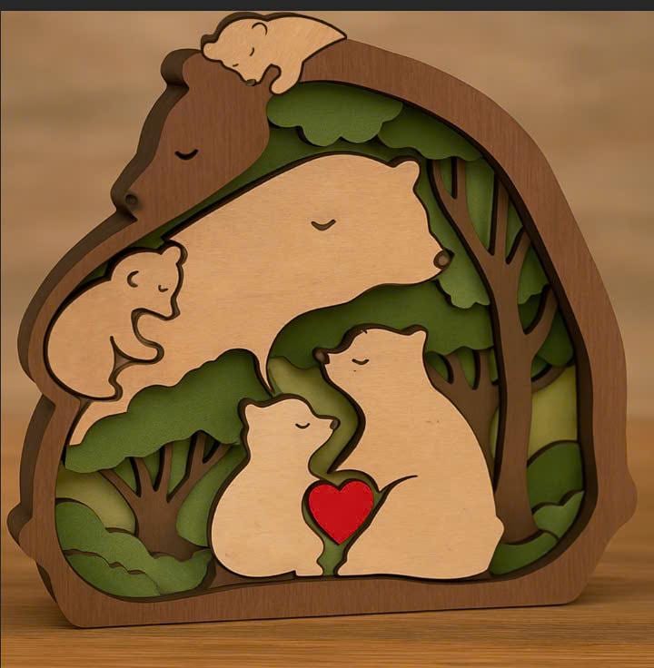 Personalized Wooden Bear Family Puzzle