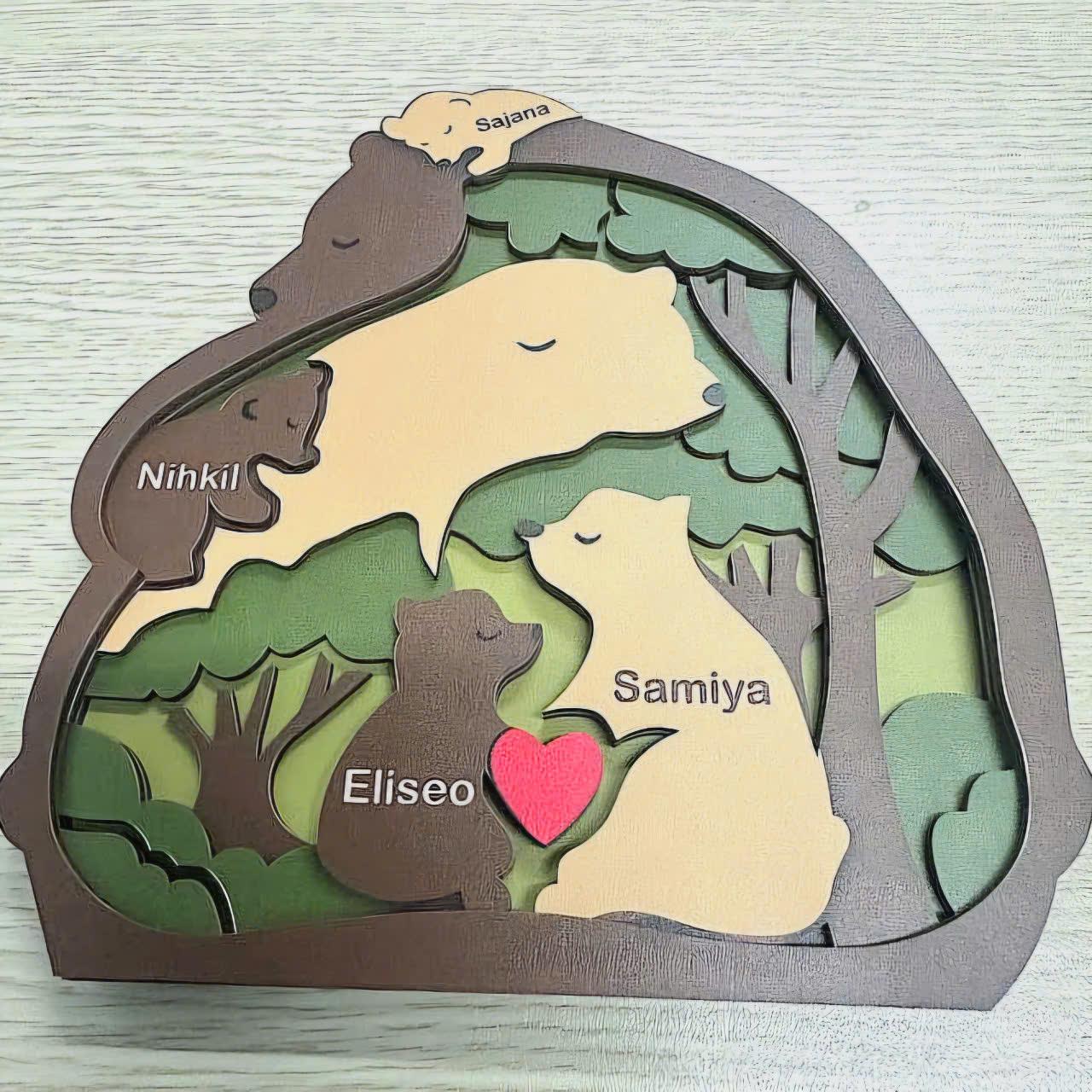 Personalized Wooden Bear Family Puzzle