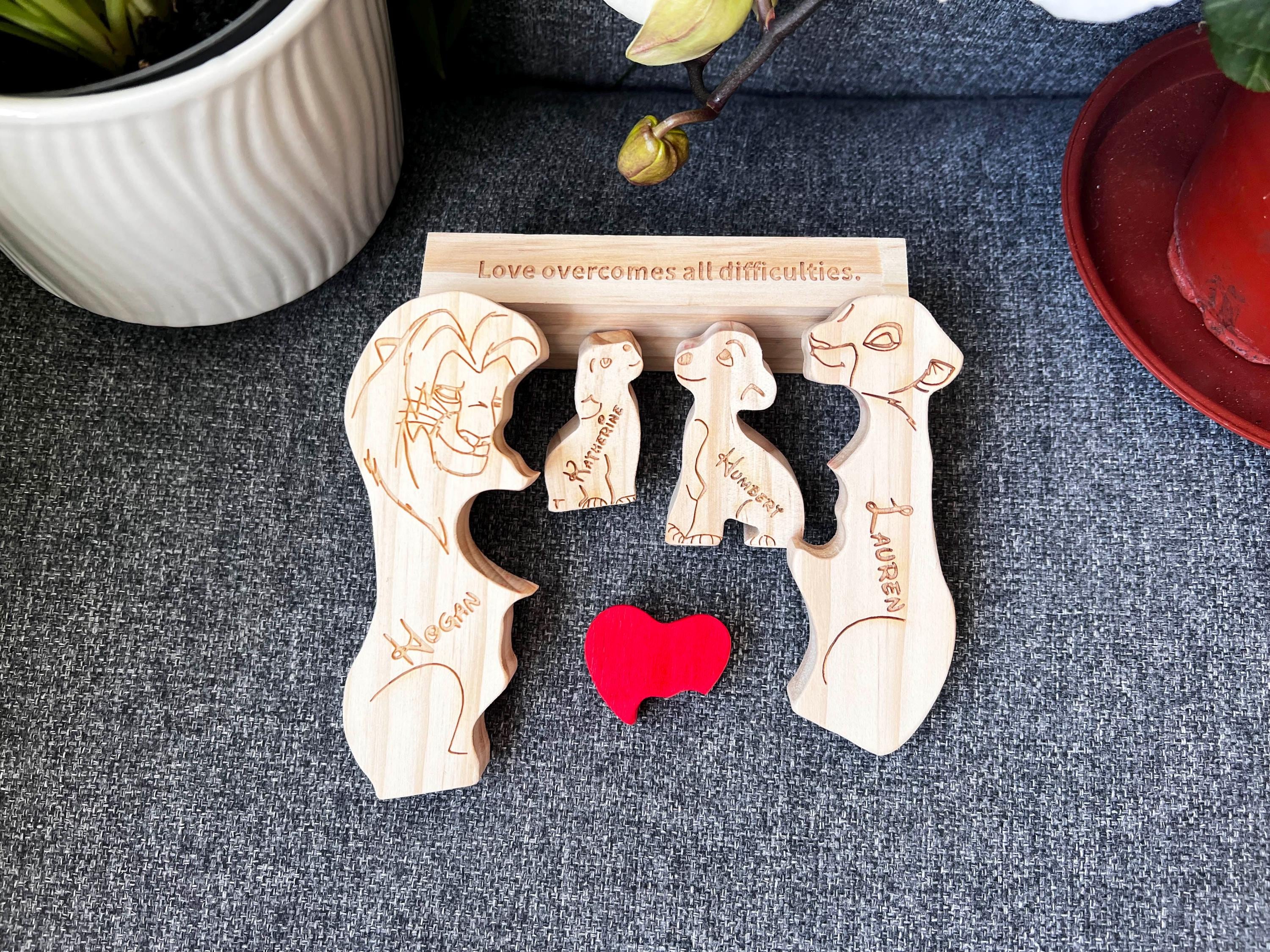 Custom Wooden Lion Family Puzzle