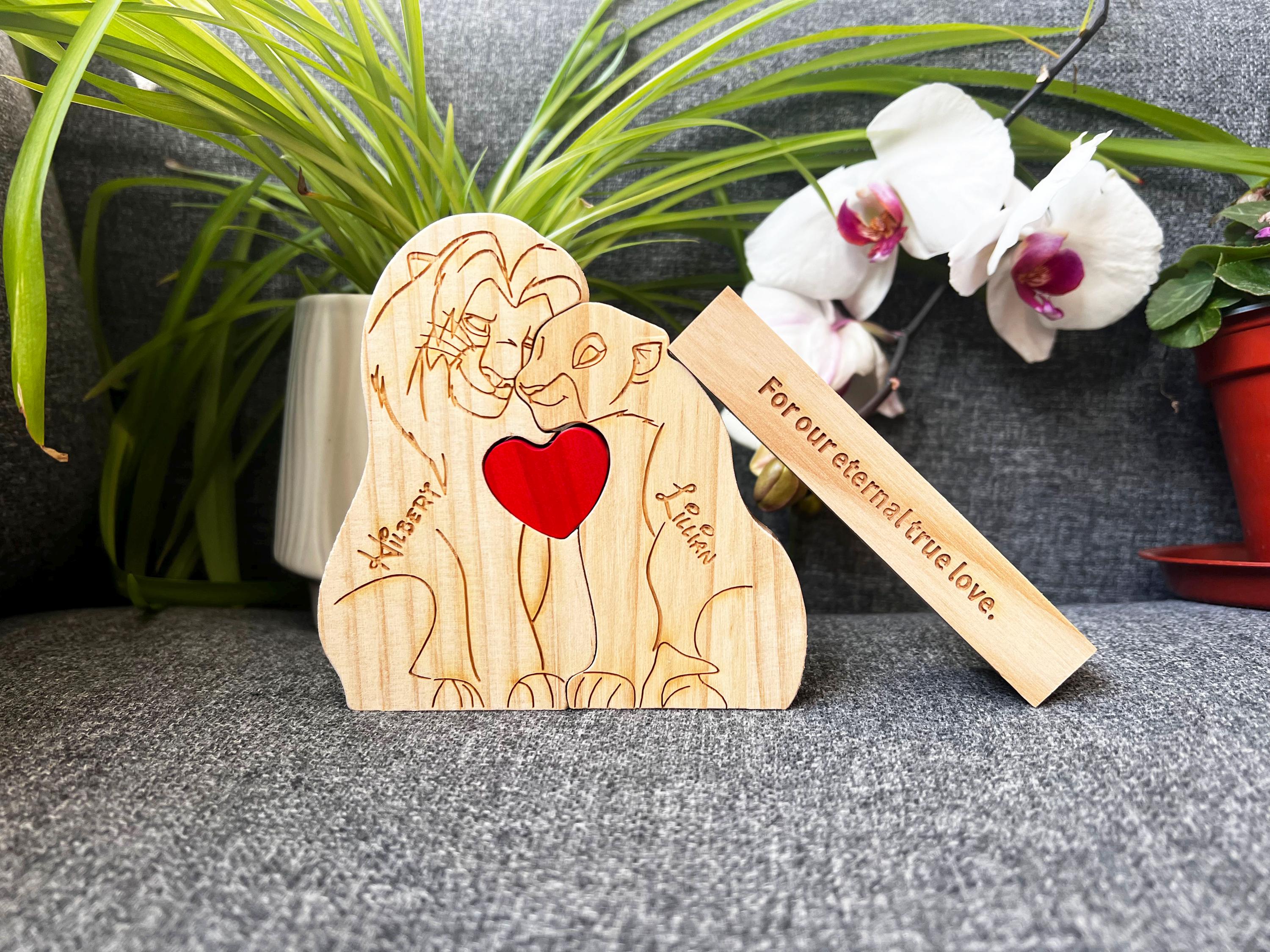 Custom Wooden Lion Family Puzzle