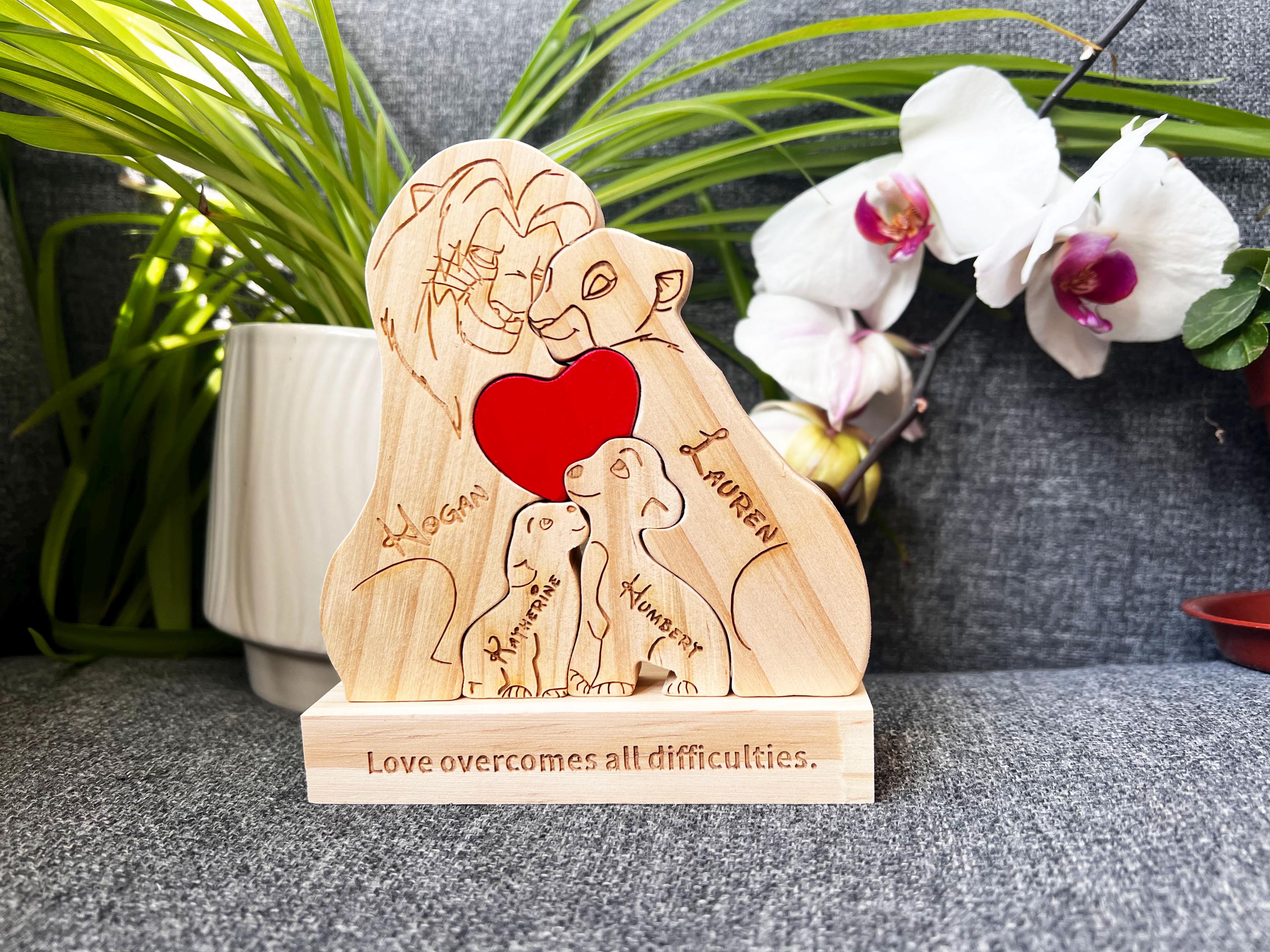 Custom Wooden Lion Family Puzzle