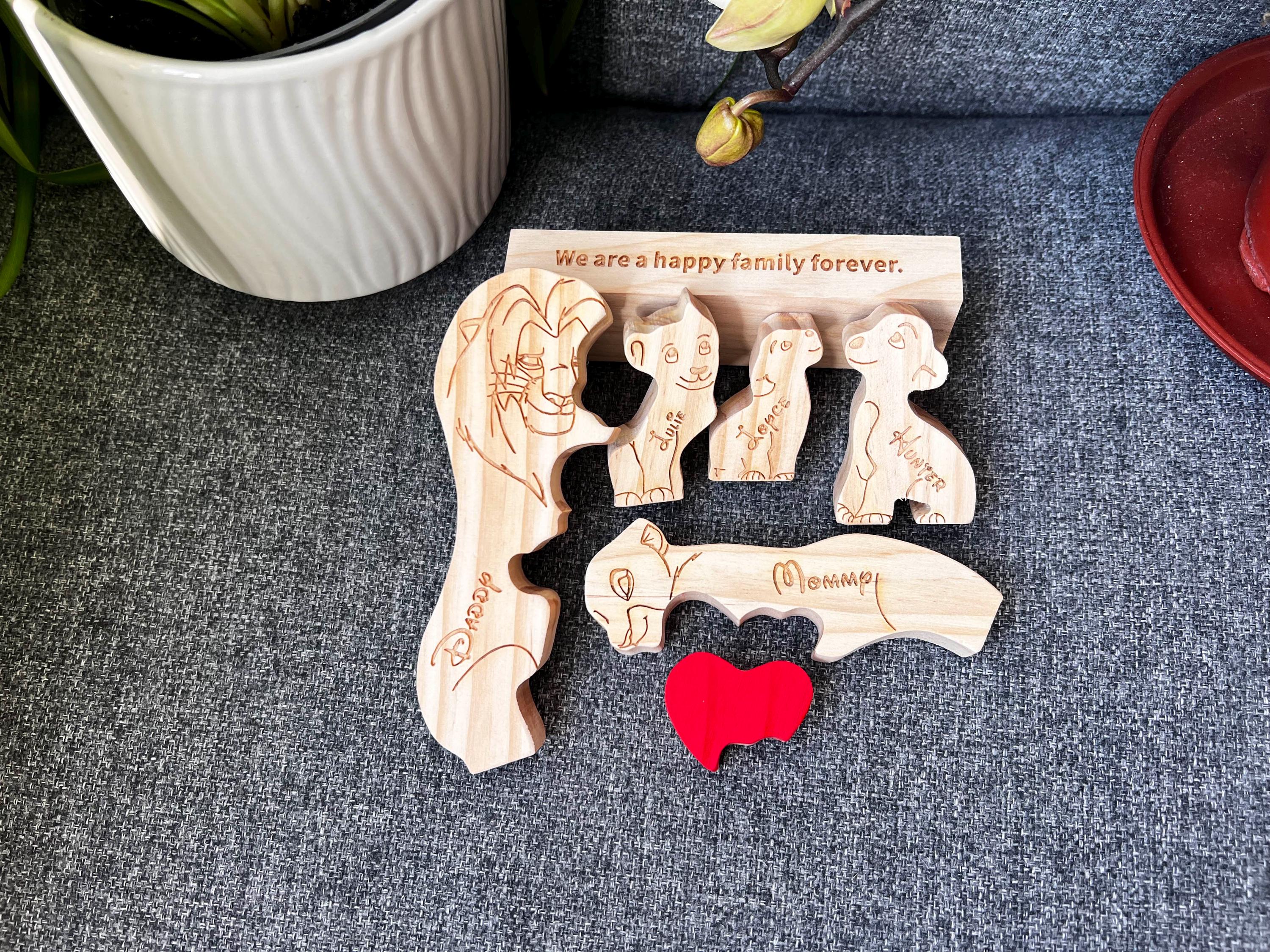 Custom Wooden Lion Family Puzzle