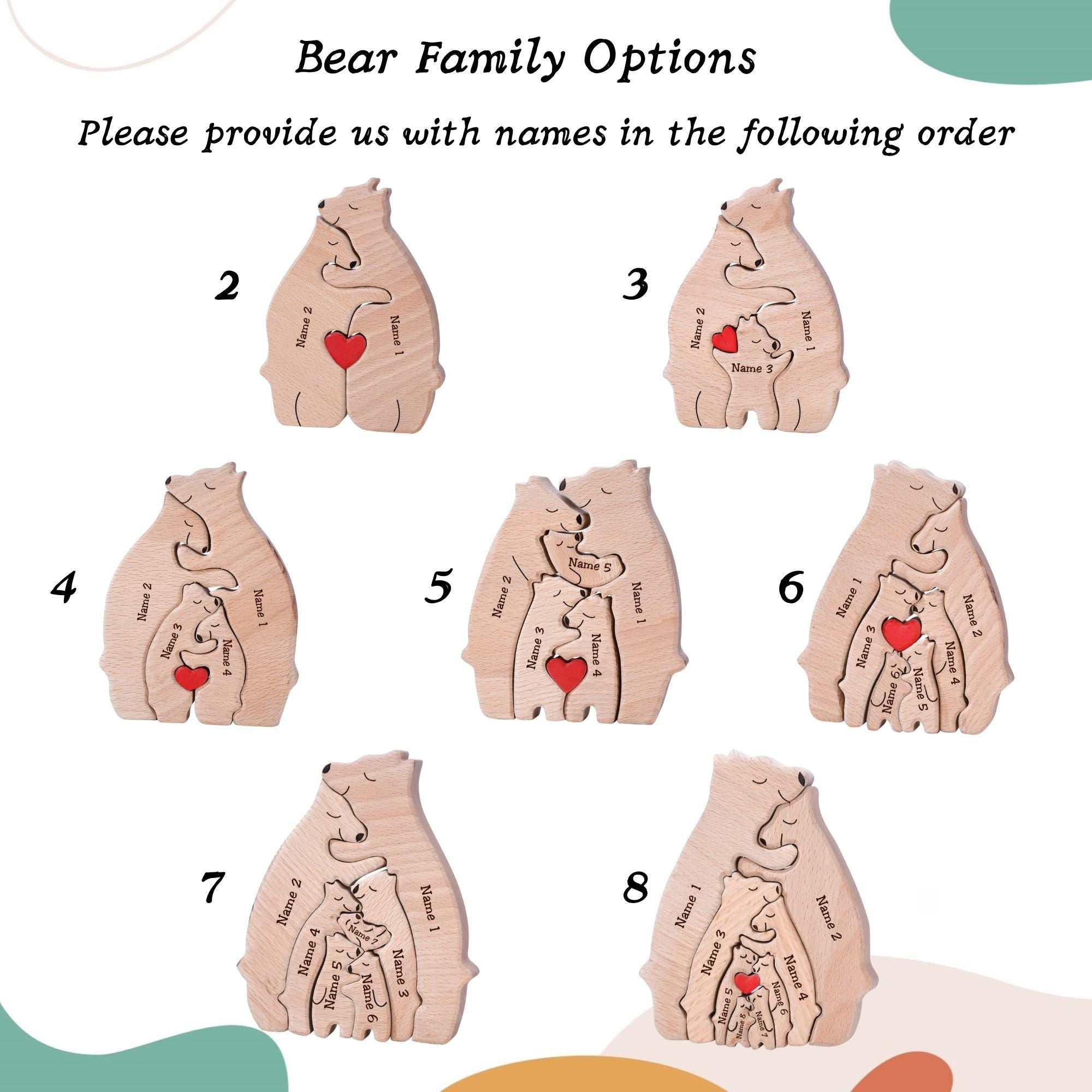 Wooden Bear Family Puzzle - Bear Family Decor