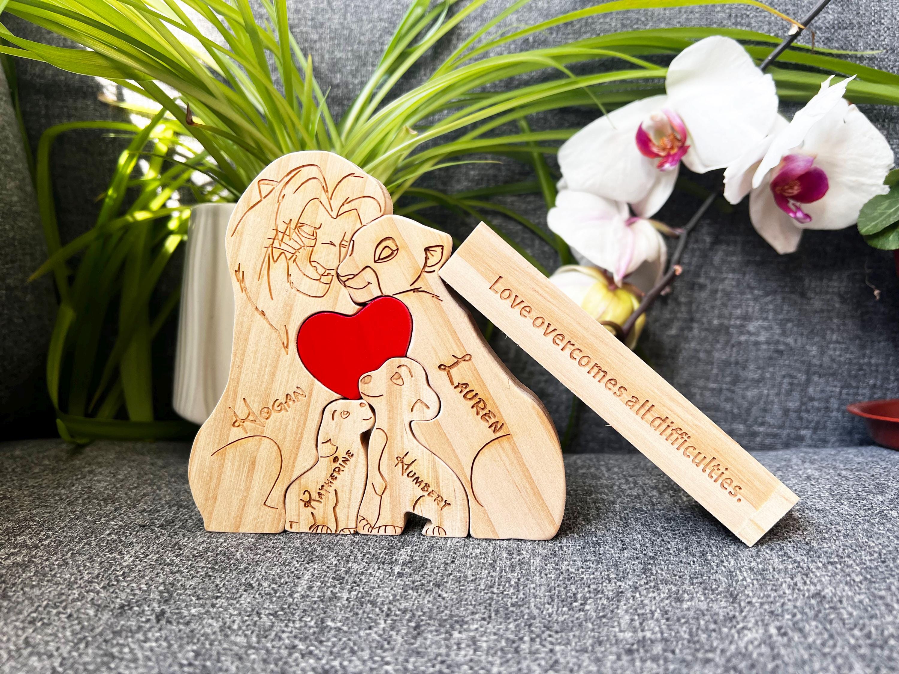 Custom Wooden Lion Family Puzzle