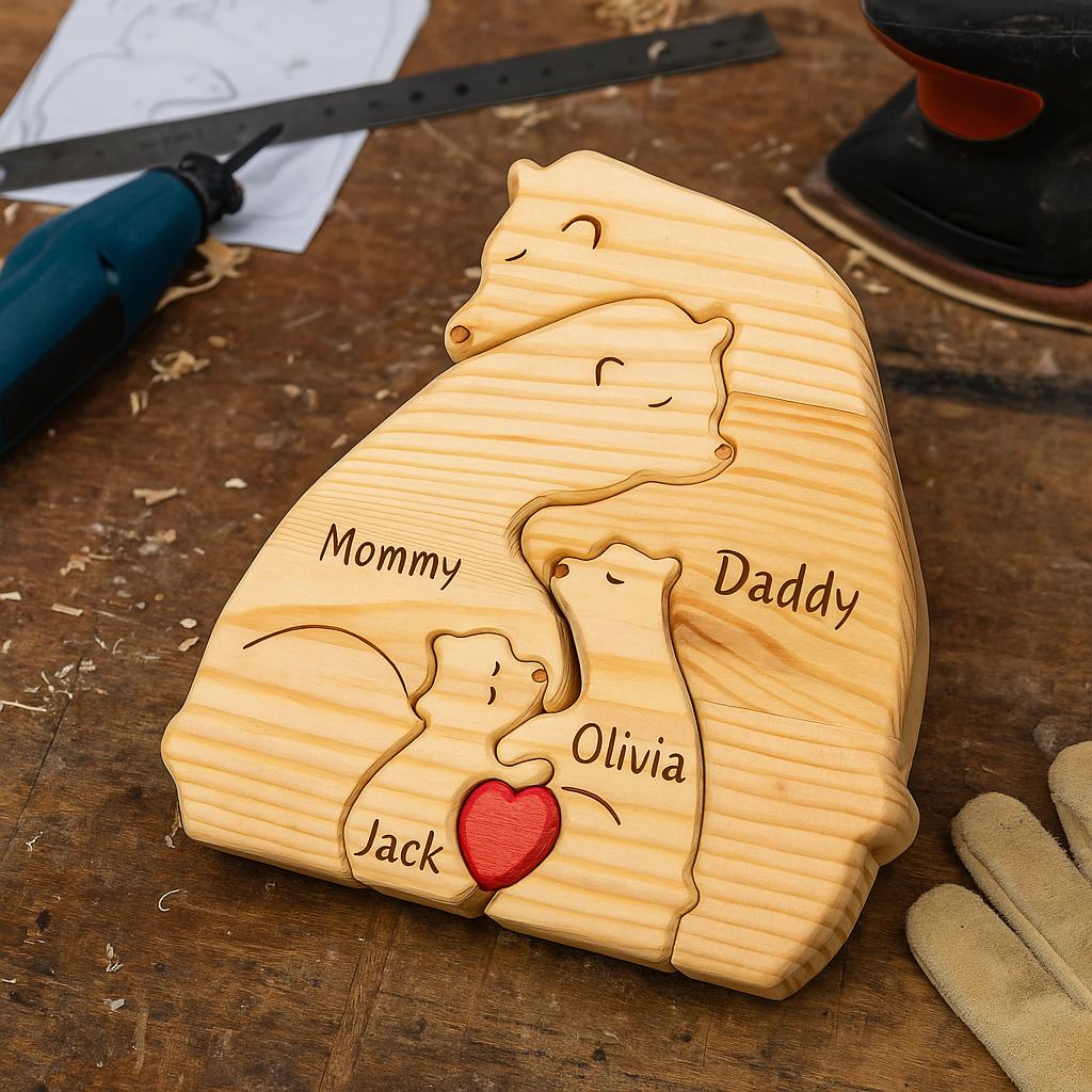 Personalized Wooden Bear Family Puzzle