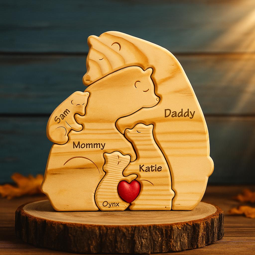 Personalized Wooden Bear Family Puzzle